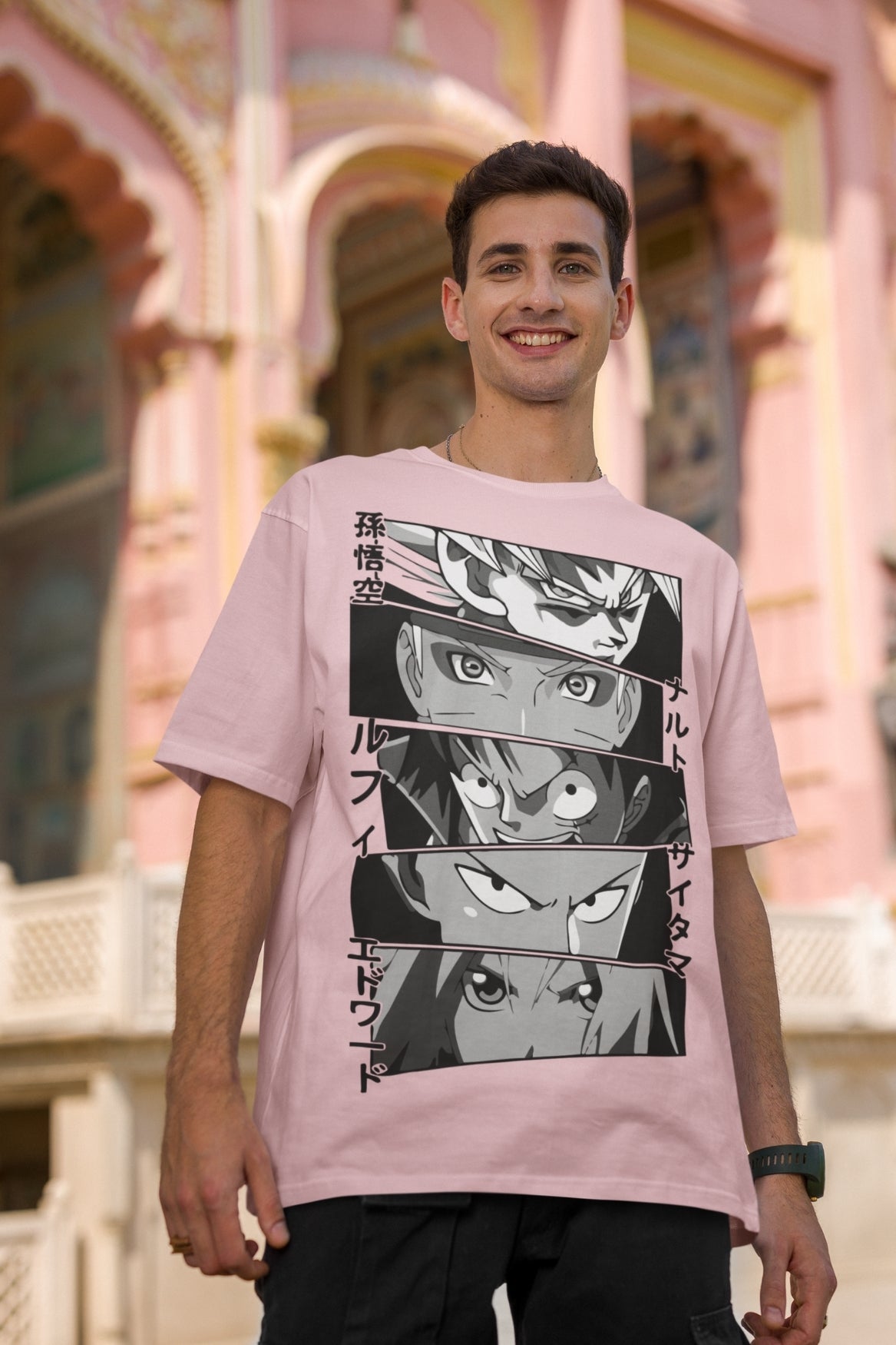 Light baby pink Anime tshirt