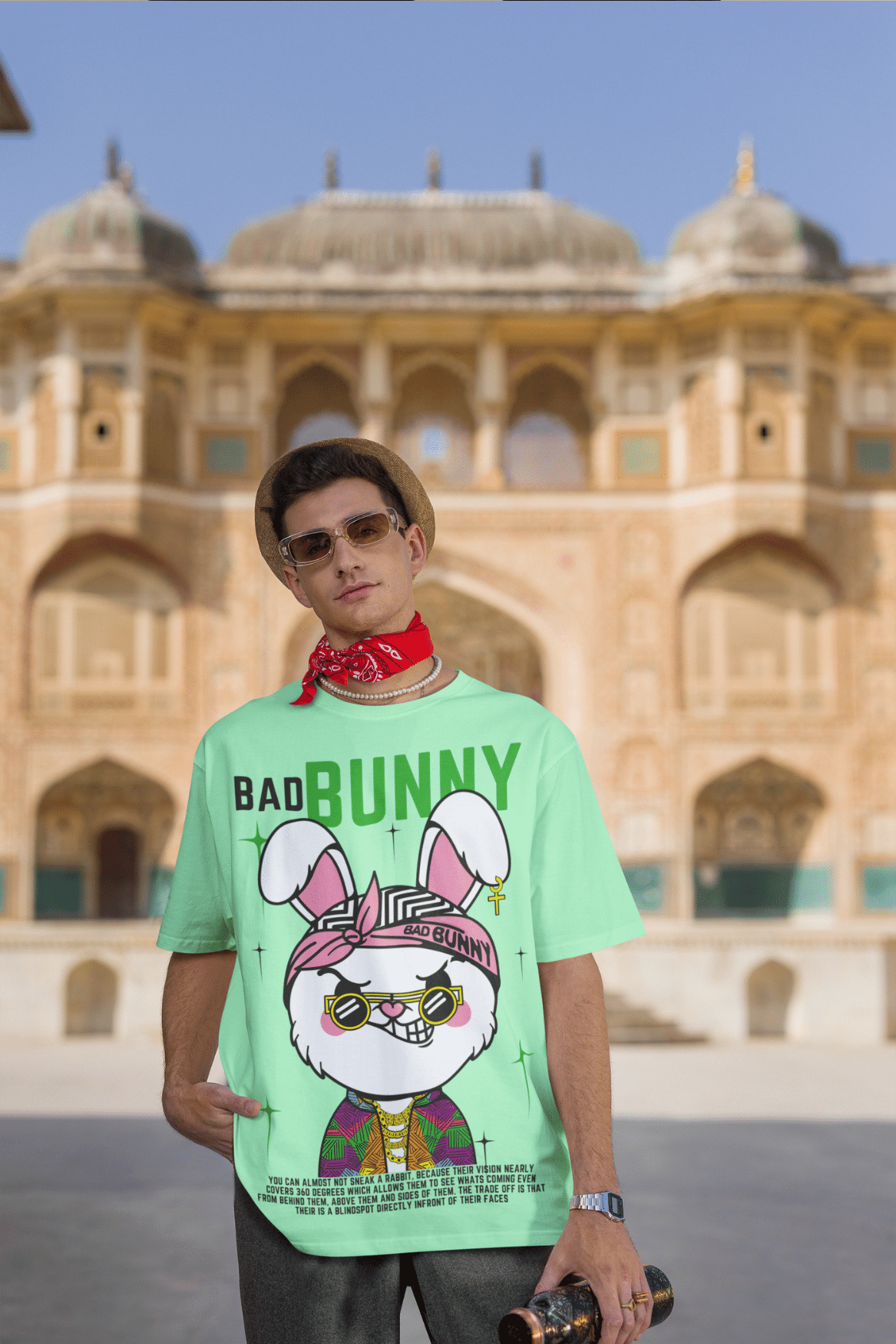 Men's Oversized T-shirt in Mint - Bad Bunny
