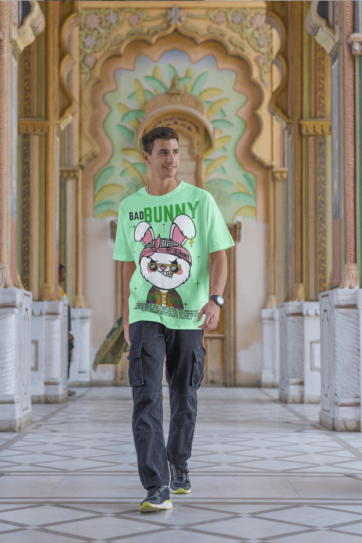 Men's Oversized T-shirt in Mint - Bad Bunny