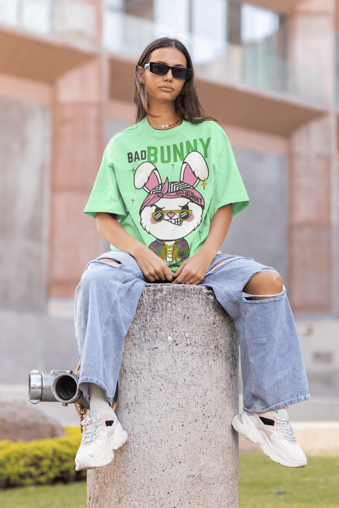 Women's Oversized T-shirt in Mint - Bad Bunny