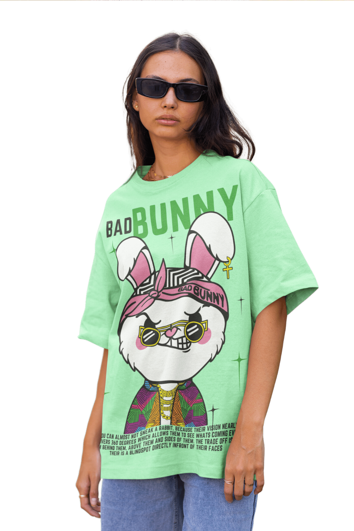 Women's Oversized T-shirt in Mint - Bad Bunny