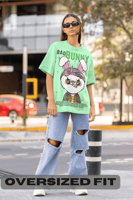 Women's Oversized T-shirt in Mint - Bad Bunny