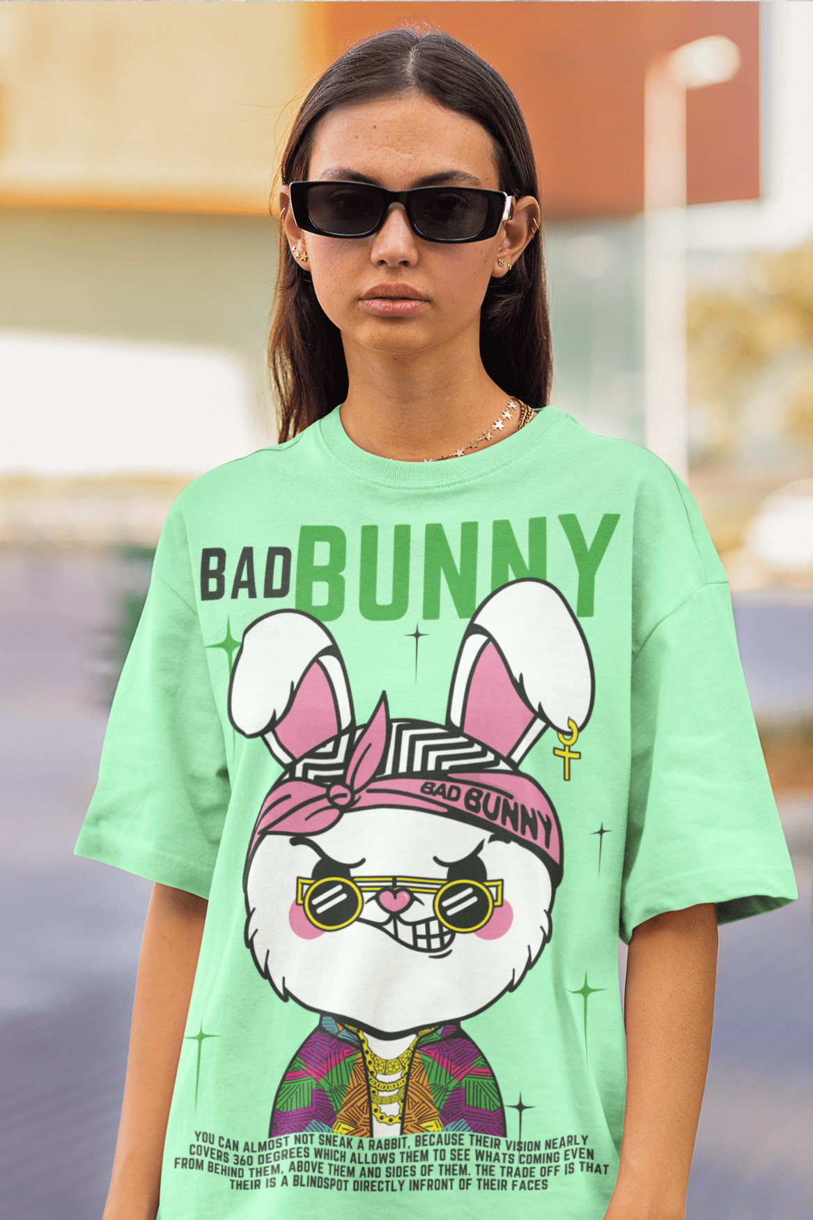 Women's Oversized T-shirt in Mint - Bad Bunny