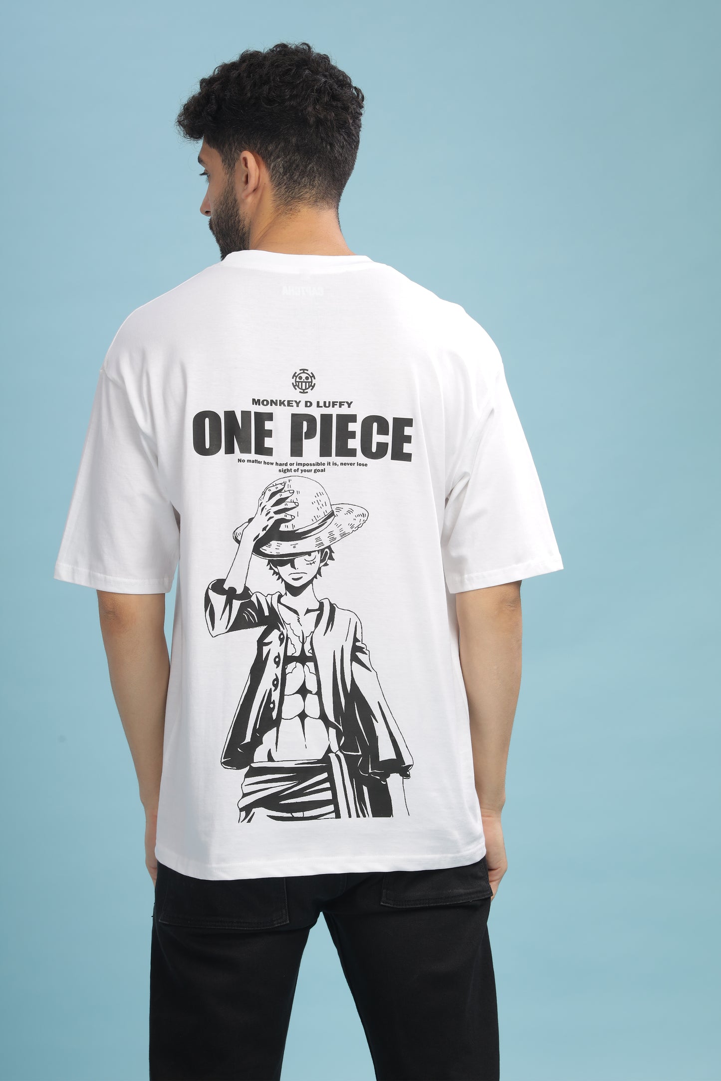 Men's White Oversized T-shirt - Monkey Luffy | Anime
