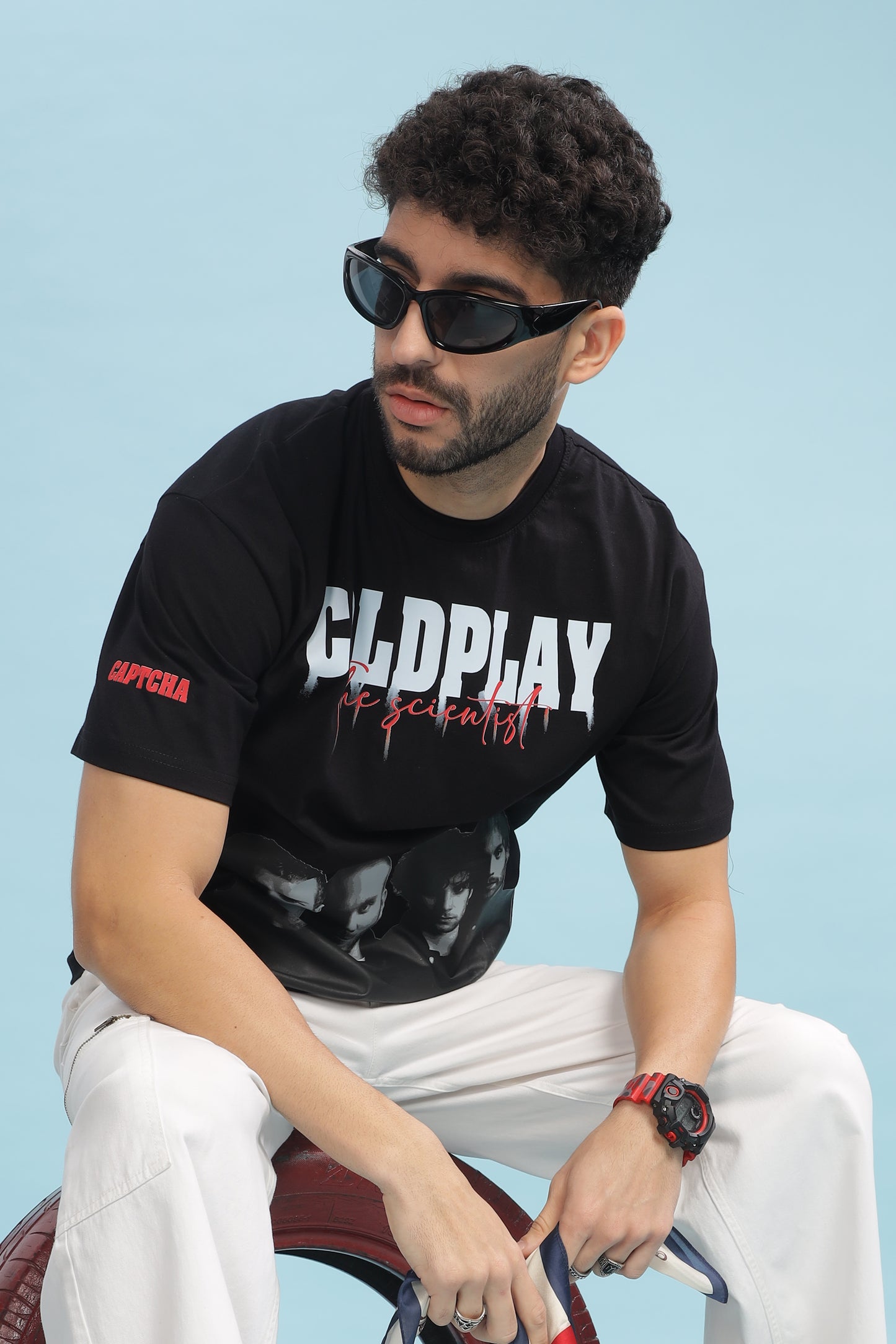 Men's Oversized T-shirt in Black - Coldplay