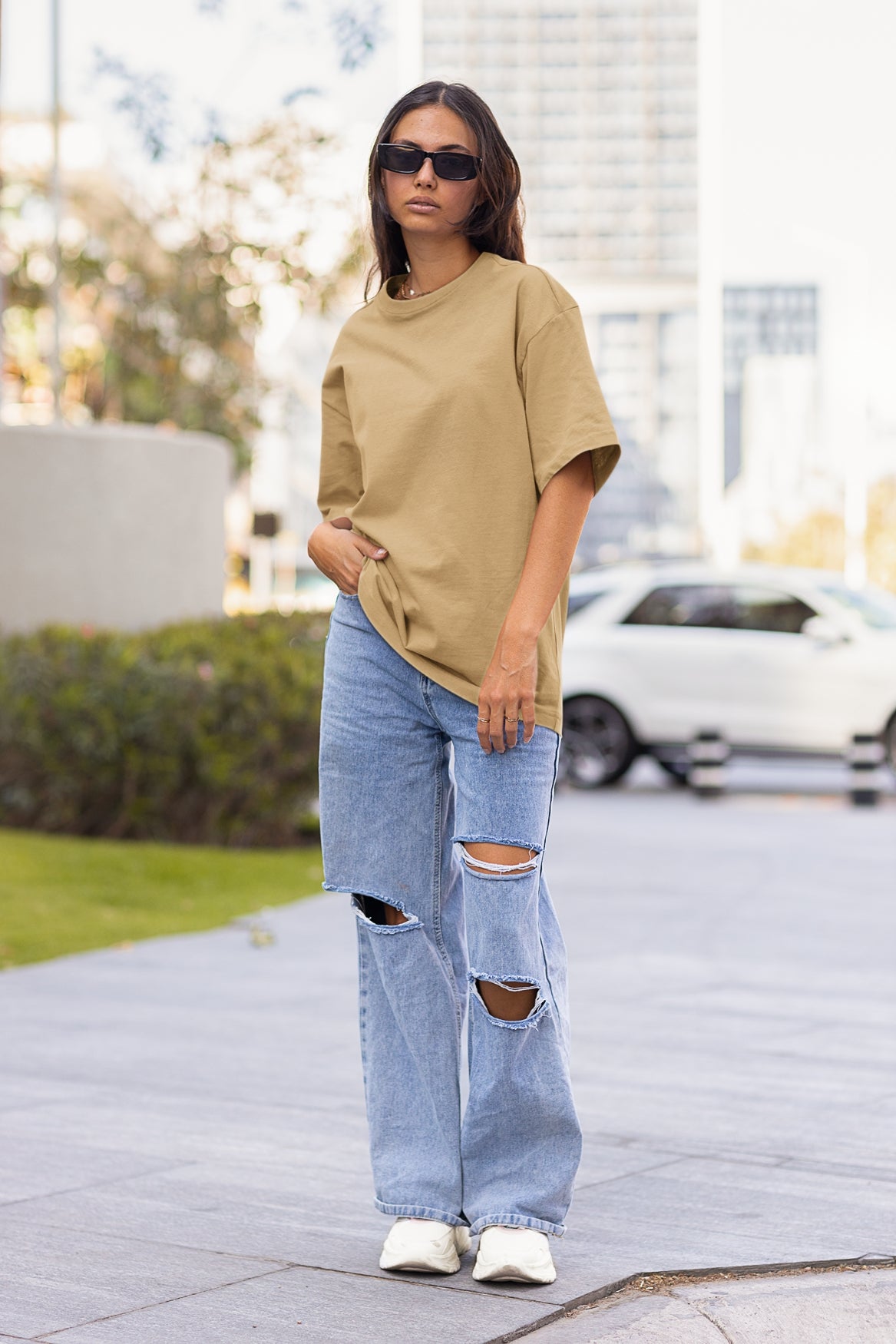 Denim Wearing Oversized T Shirts Women's Oversized T-shirt In