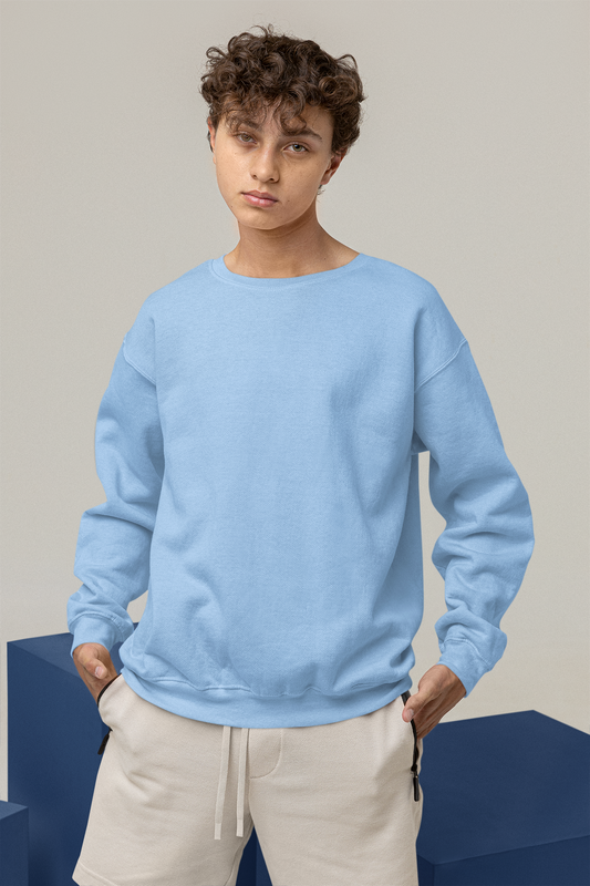 Men's Sweatshirt in Solid Baby Blue