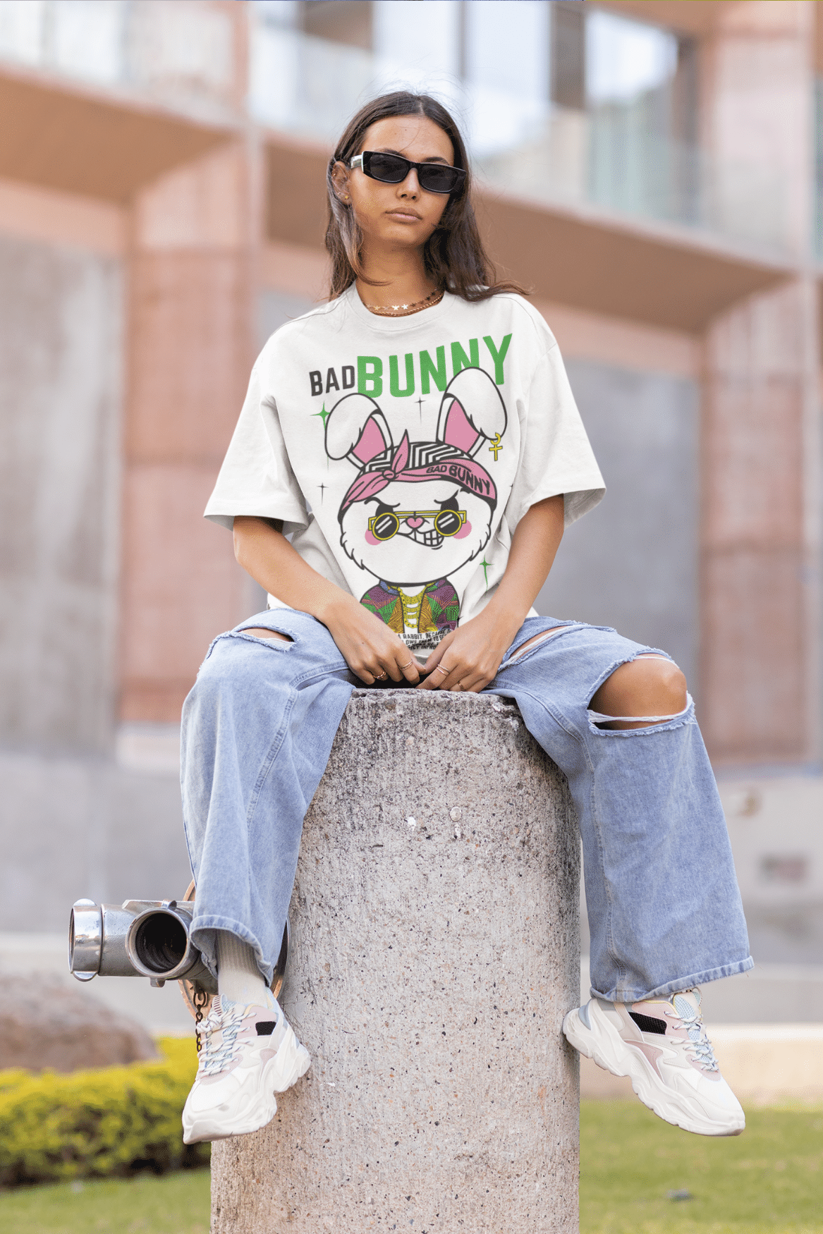 Women's Oversized T-shirt in White - Bad Bunny