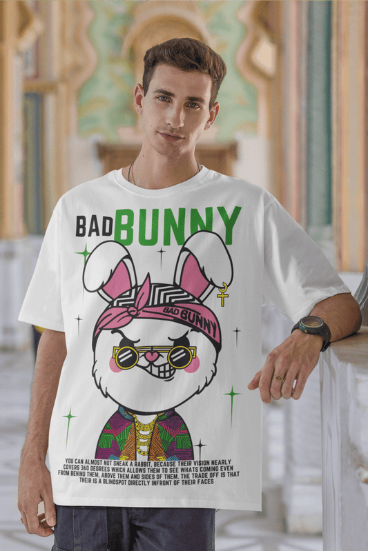 Men's Oversized T-shirt in White - Bad Bunny