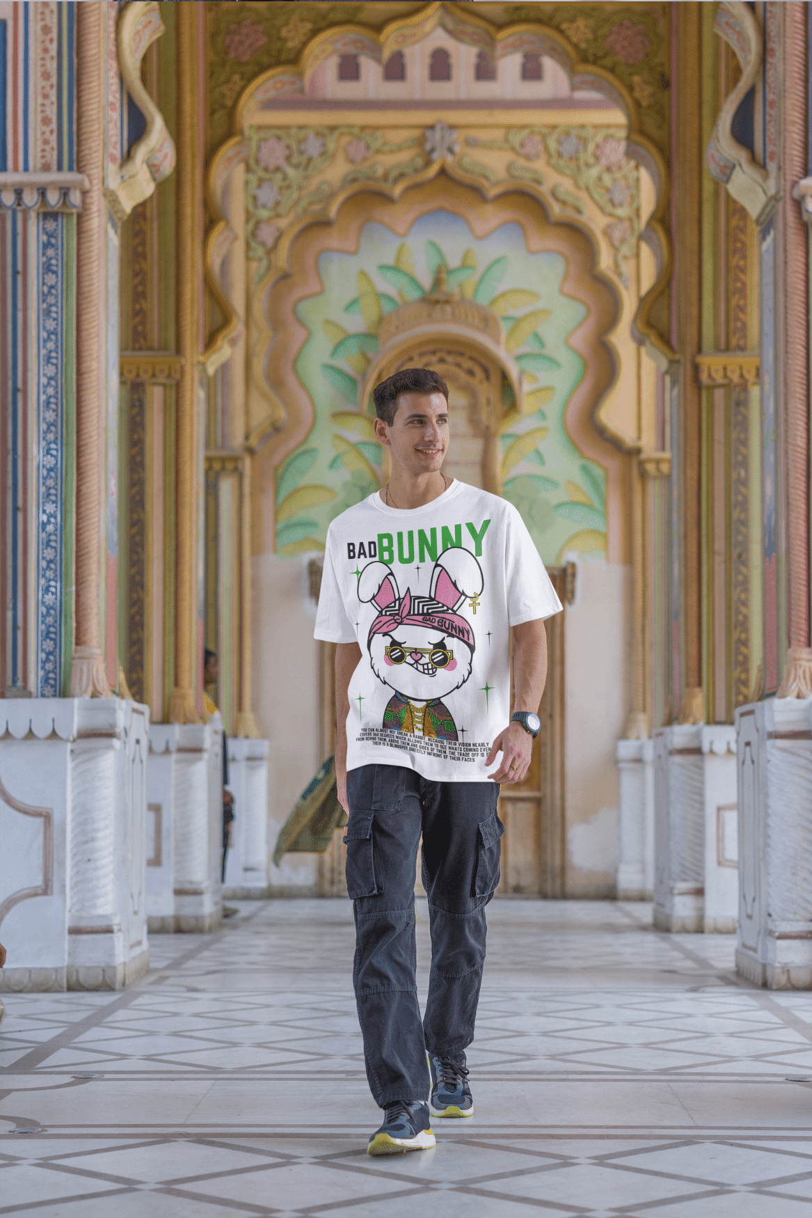 Men's Oversized T-shirt in White - Bad Bunny