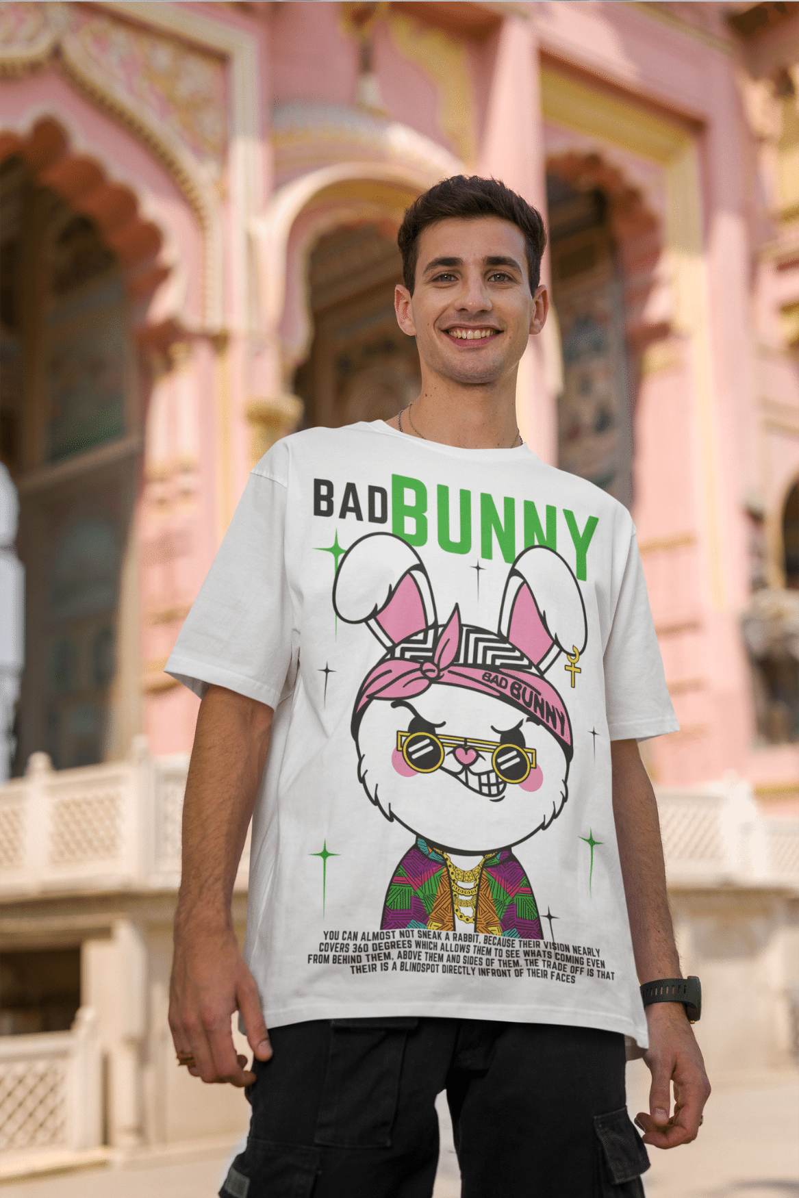 Men's Oversized T-shirt in White - Bad Bunny