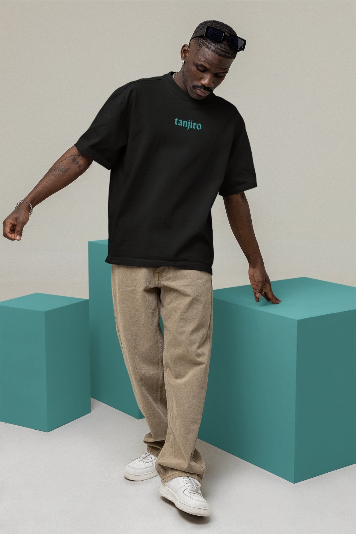 Men's Black Oversized T-shirt - Tanjiro Kamado | Anime