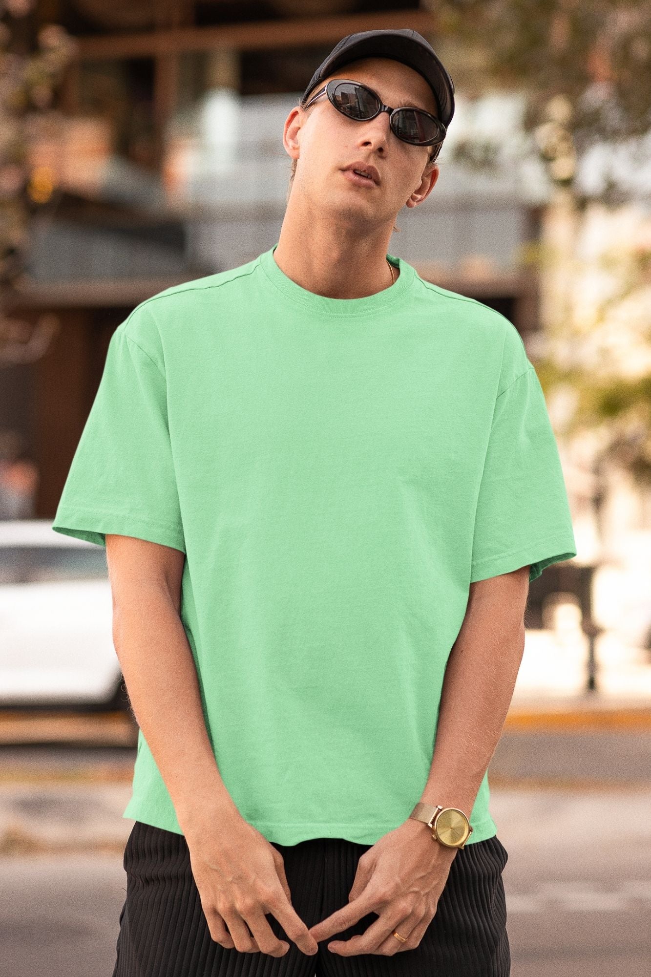 Men's Oversized T-shirt Solid Mint