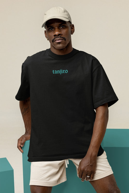 Men's Black Oversized T-shirt - Tanjiro Kamado | Anime
