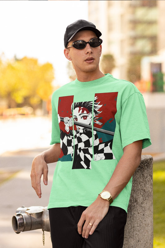 Men's Mint Oversized T-shirt - Tanjiro Kamado | Anime