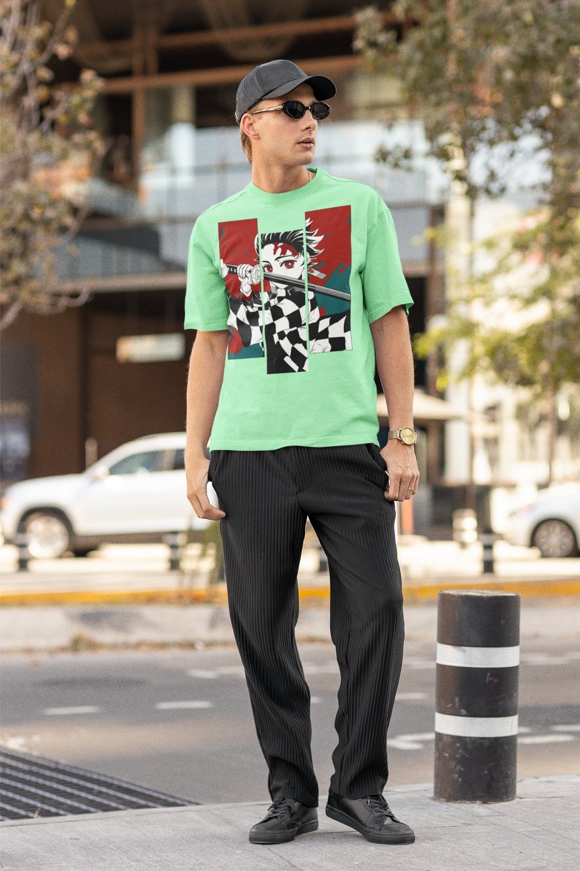 Men's Mint Oversized T-shirt - Tanjiro Kamado | Anime