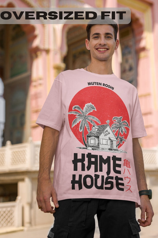 Men's Baby Pink Oversized T-shirt - Kame House