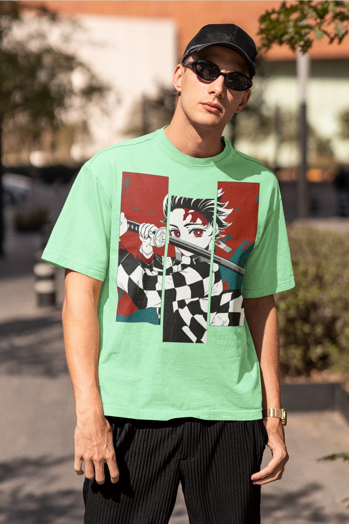 Men's Mint Oversized T-shirt - Tanjiro Kamado | Anime