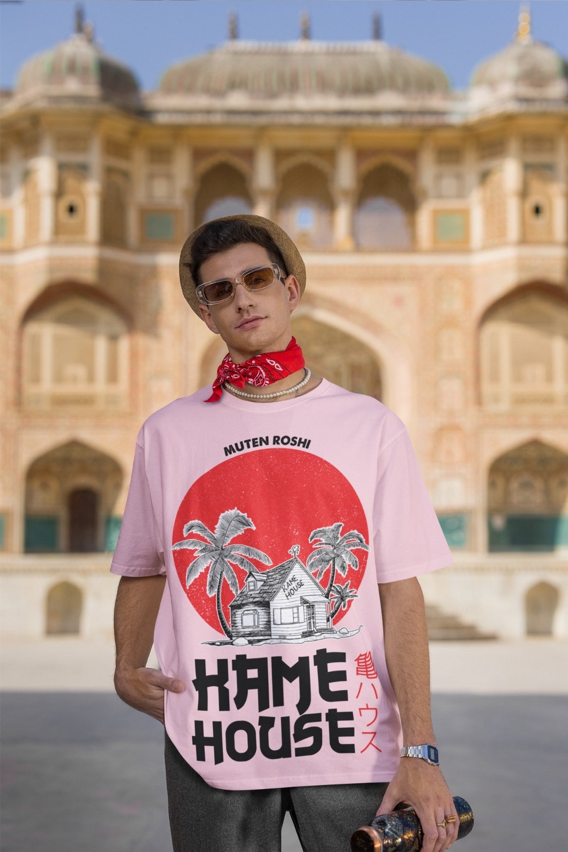 Men's Baby Pink Oversized T-shirt - Kame House