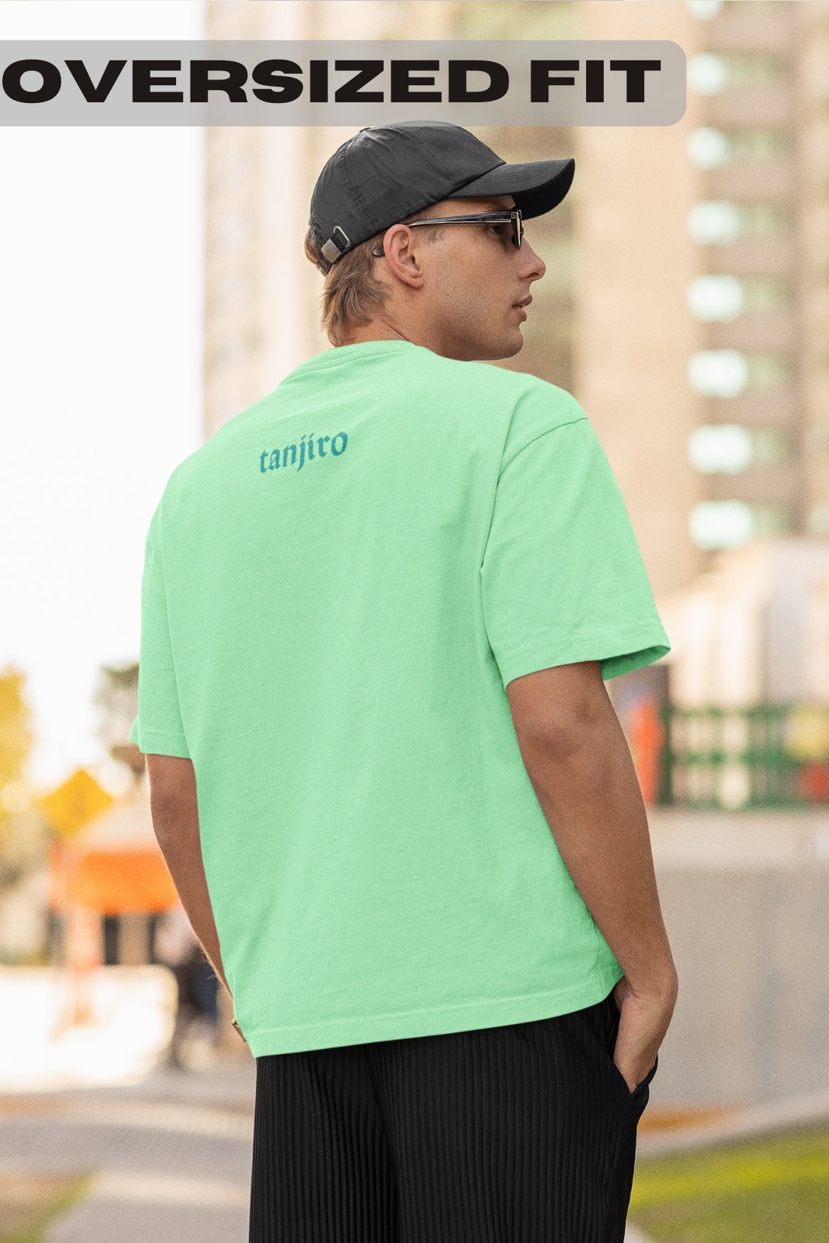 Men's Mint Oversized T-shirt - Tanjiro Kamado | Anime
