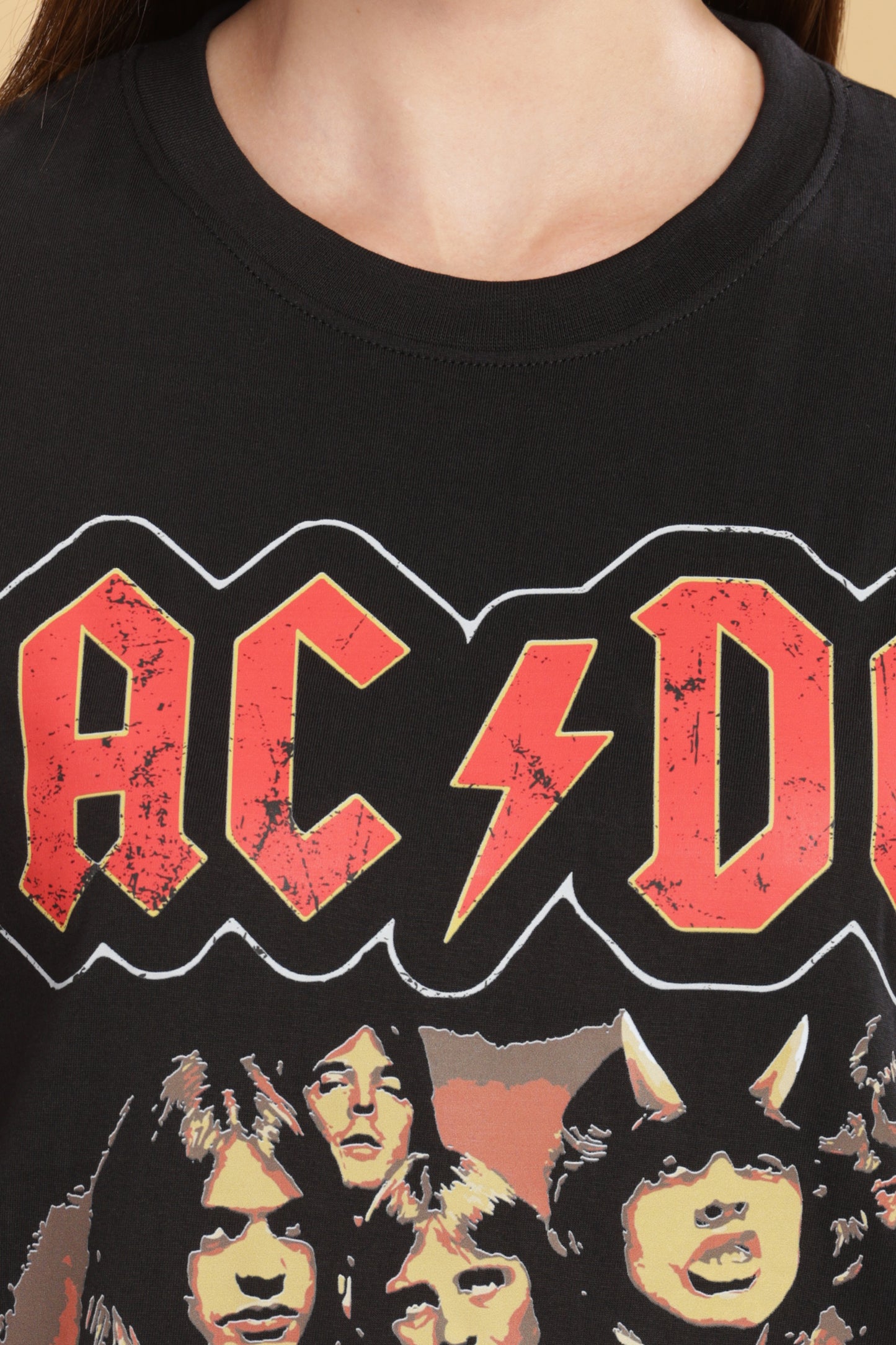 Women's Oversized T-shirt in Black - ACDC