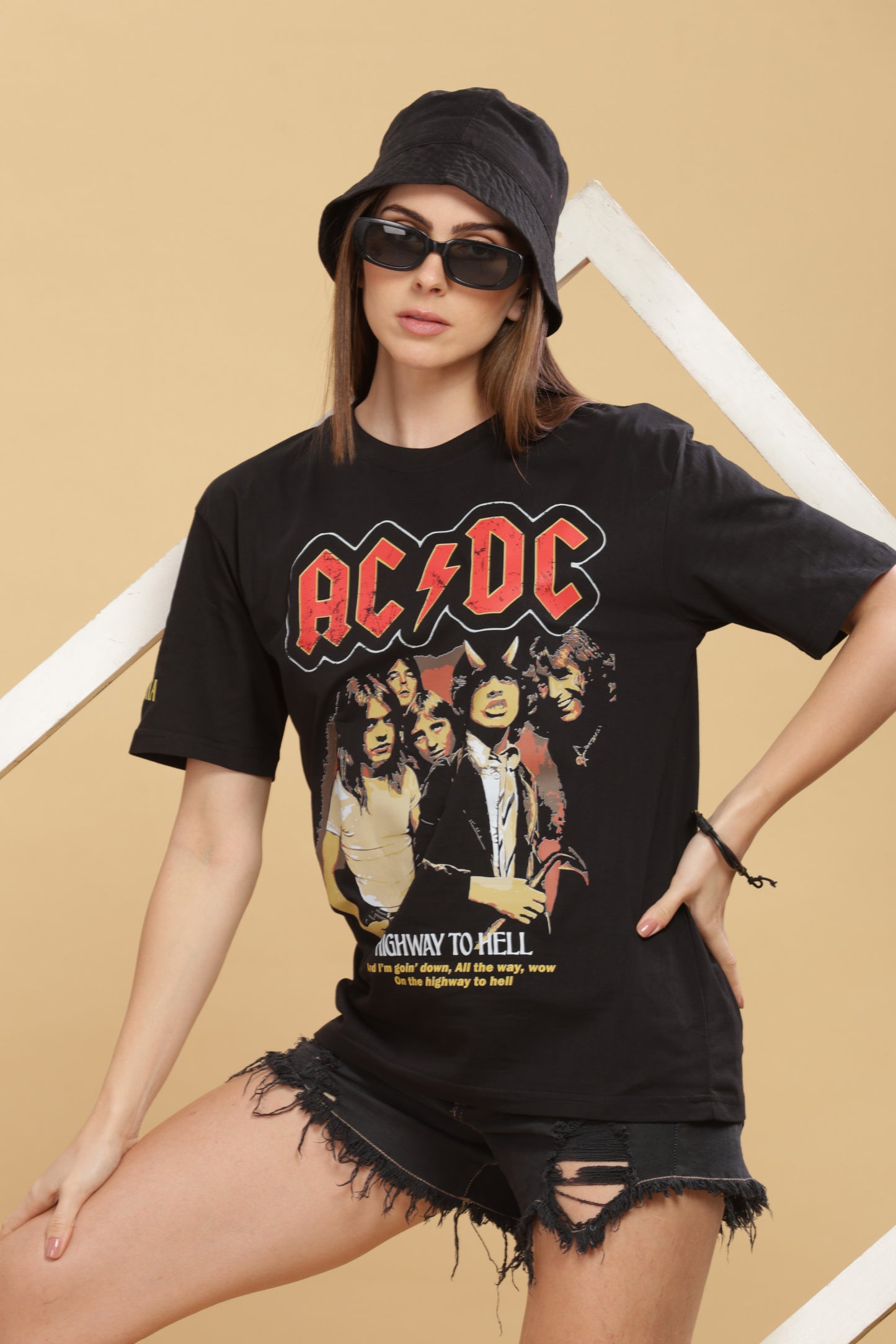 Women's Oversized T-shirt in Black - ACDC