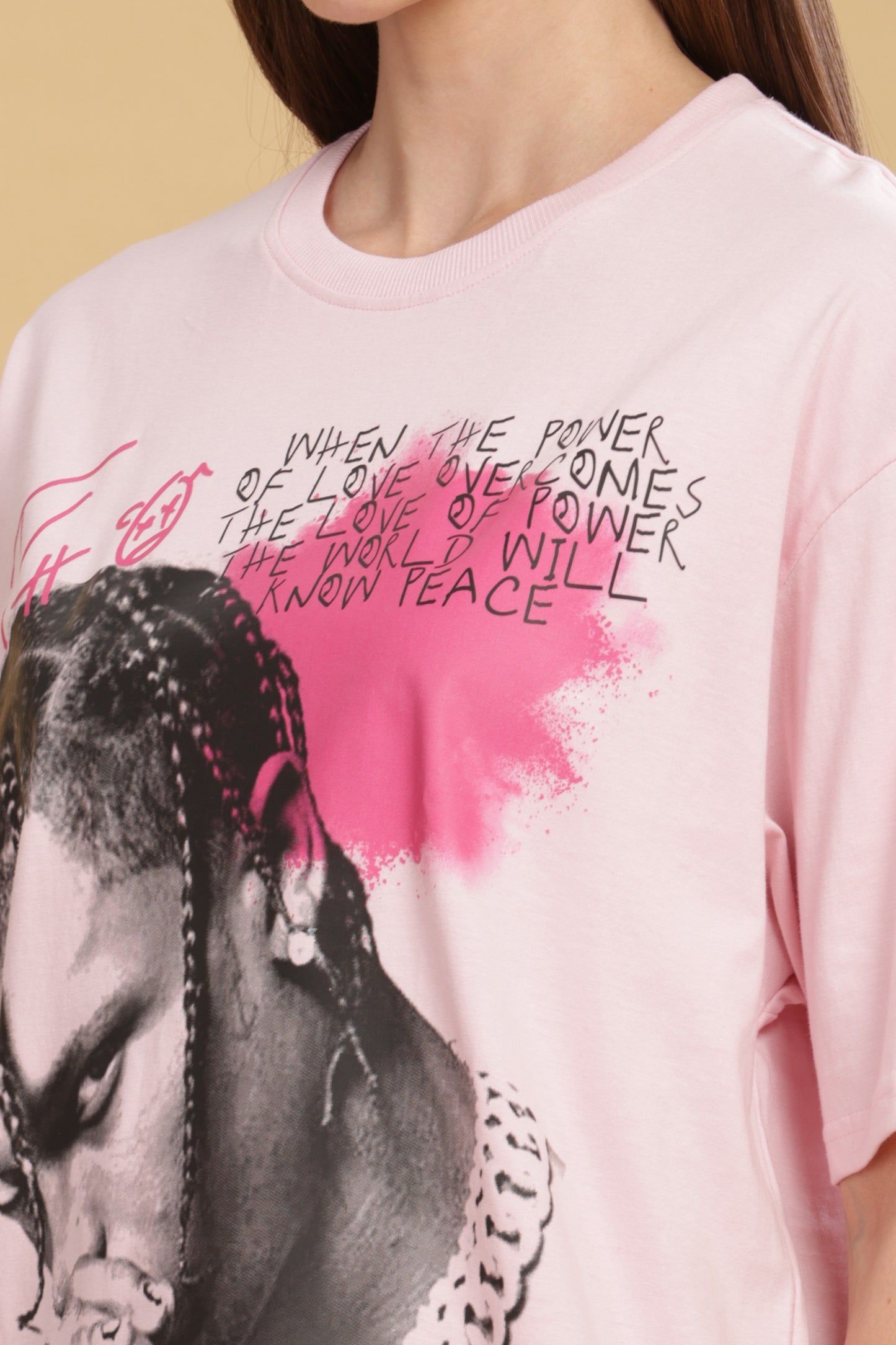 Women's Oversized T-shirt in Baby Pink - Travis Scott
