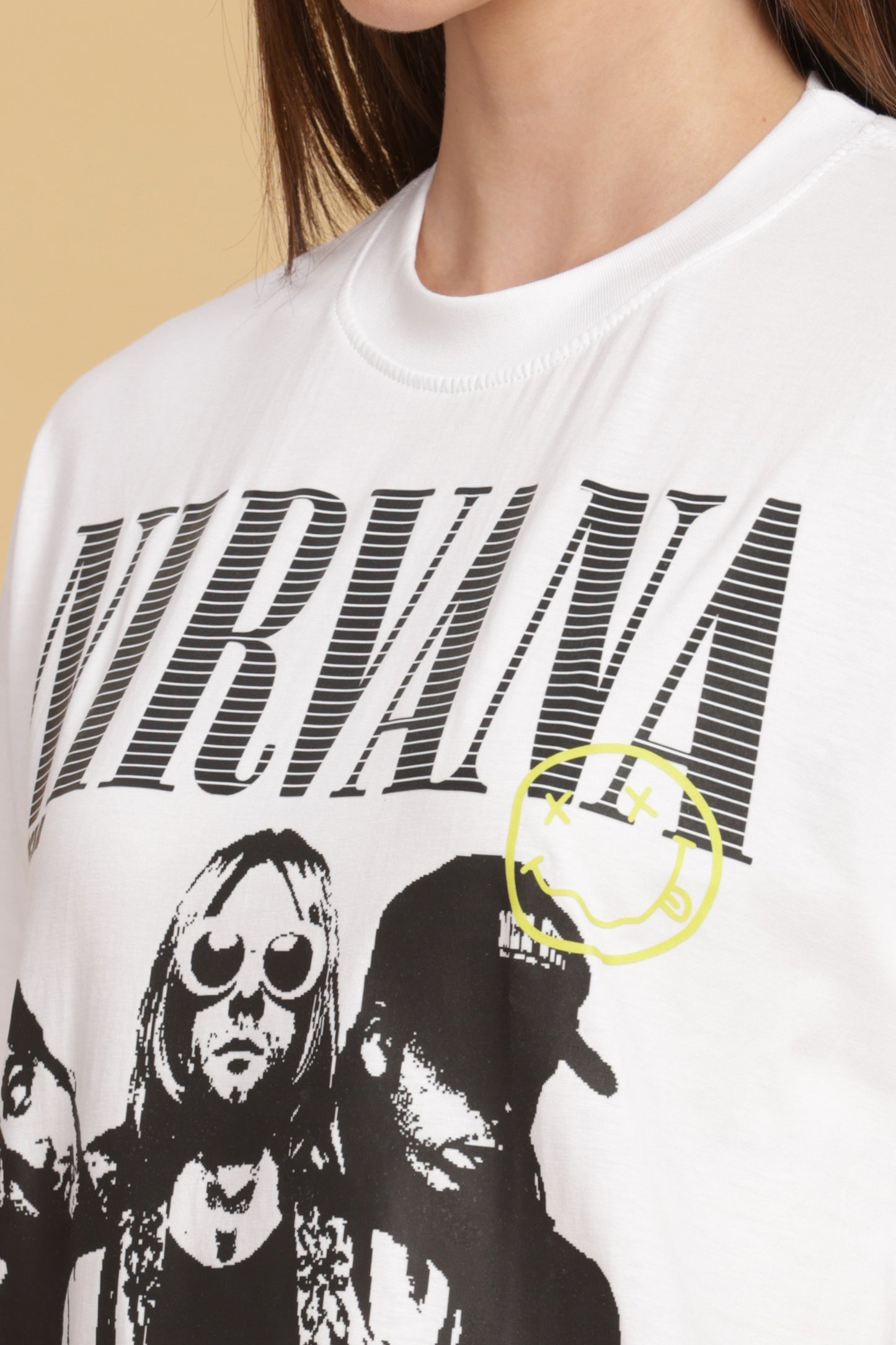 Women's Oversized T-shirt in White - Nirvana
