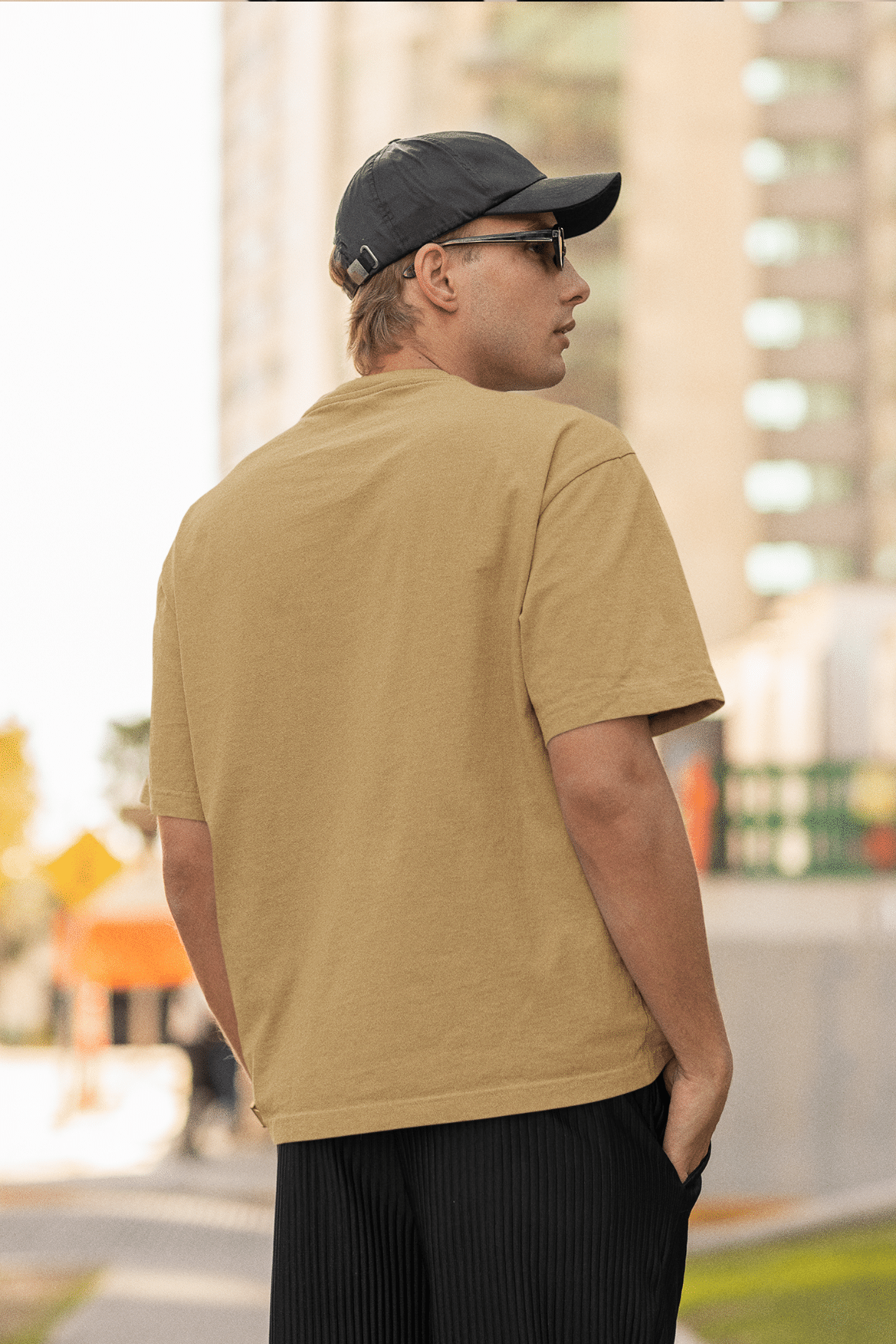 Men's Oversized T-shirt Beige Color - Post Malone