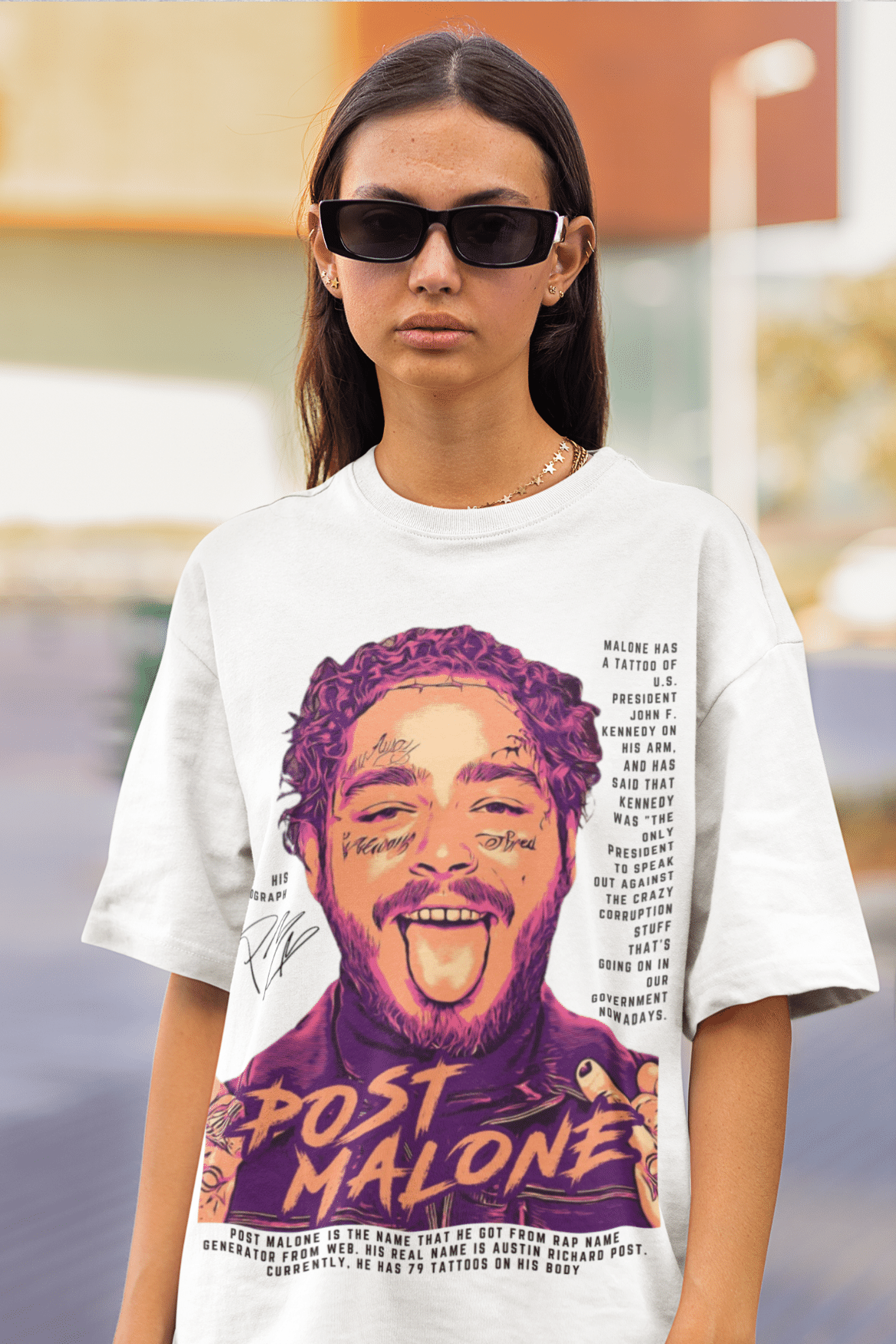Women's Oversized T-shirt in White color - Post Malone
