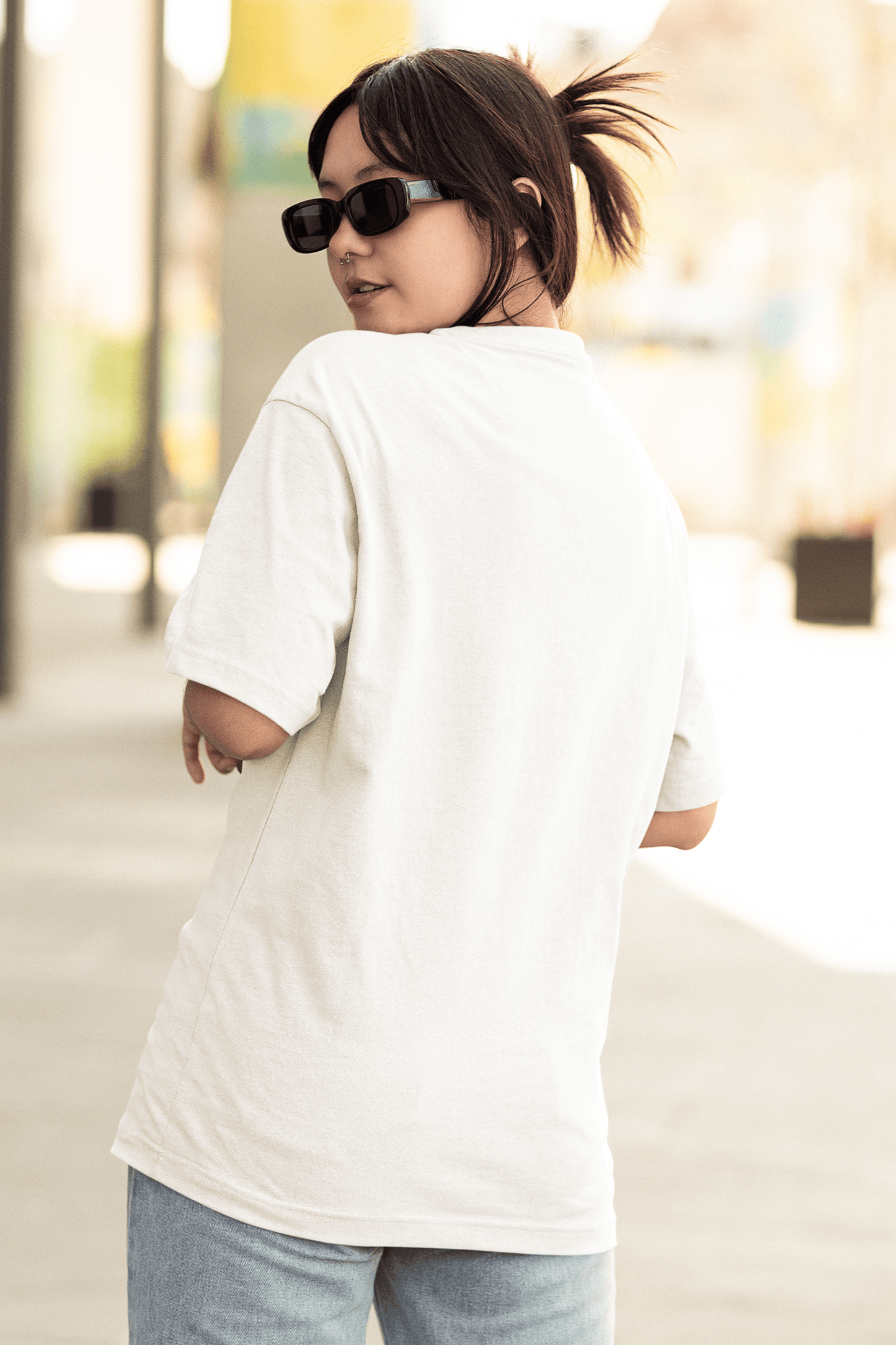 Back view of White Oversized tshirt for Women
