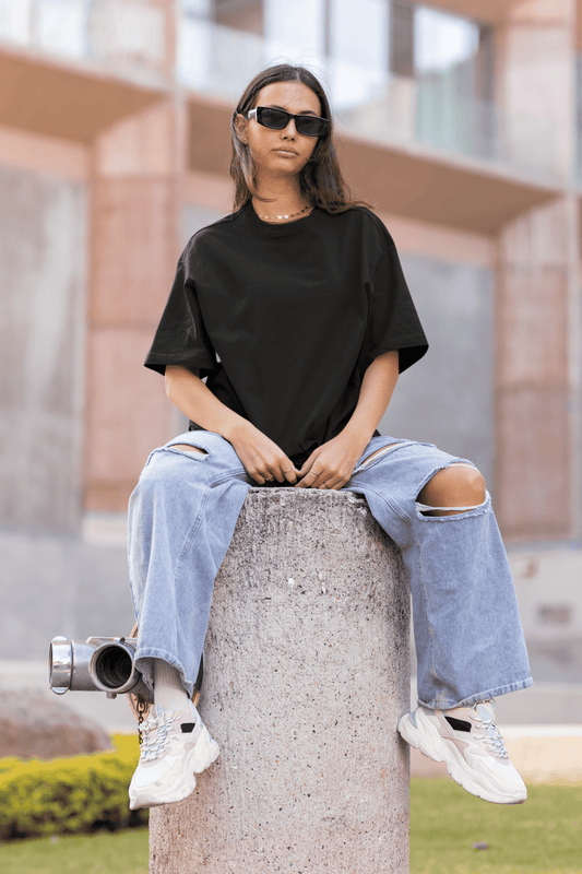 Black Oversized Tee for Women
