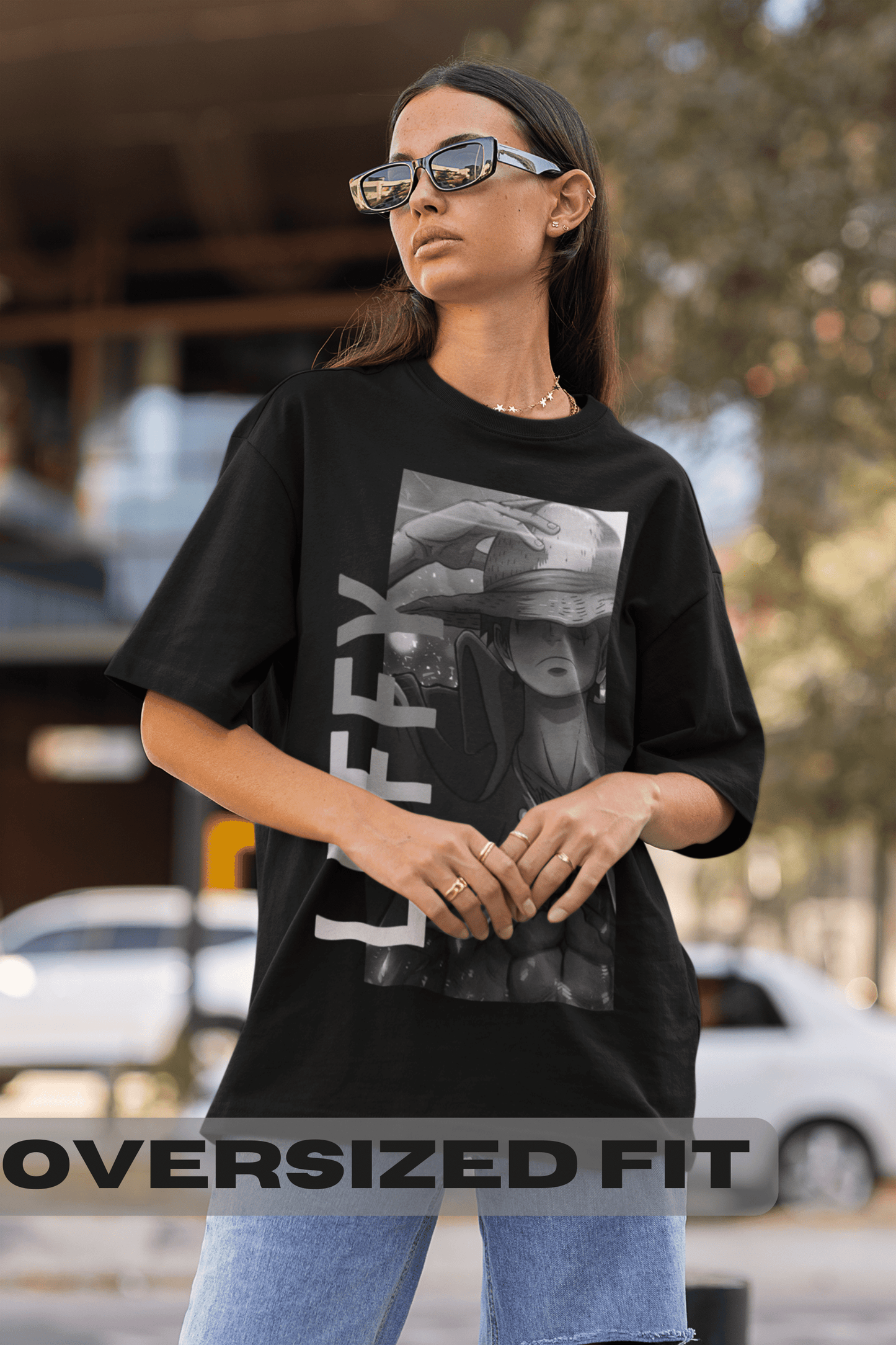 Black Oversized Tshirt One Piece Anime print