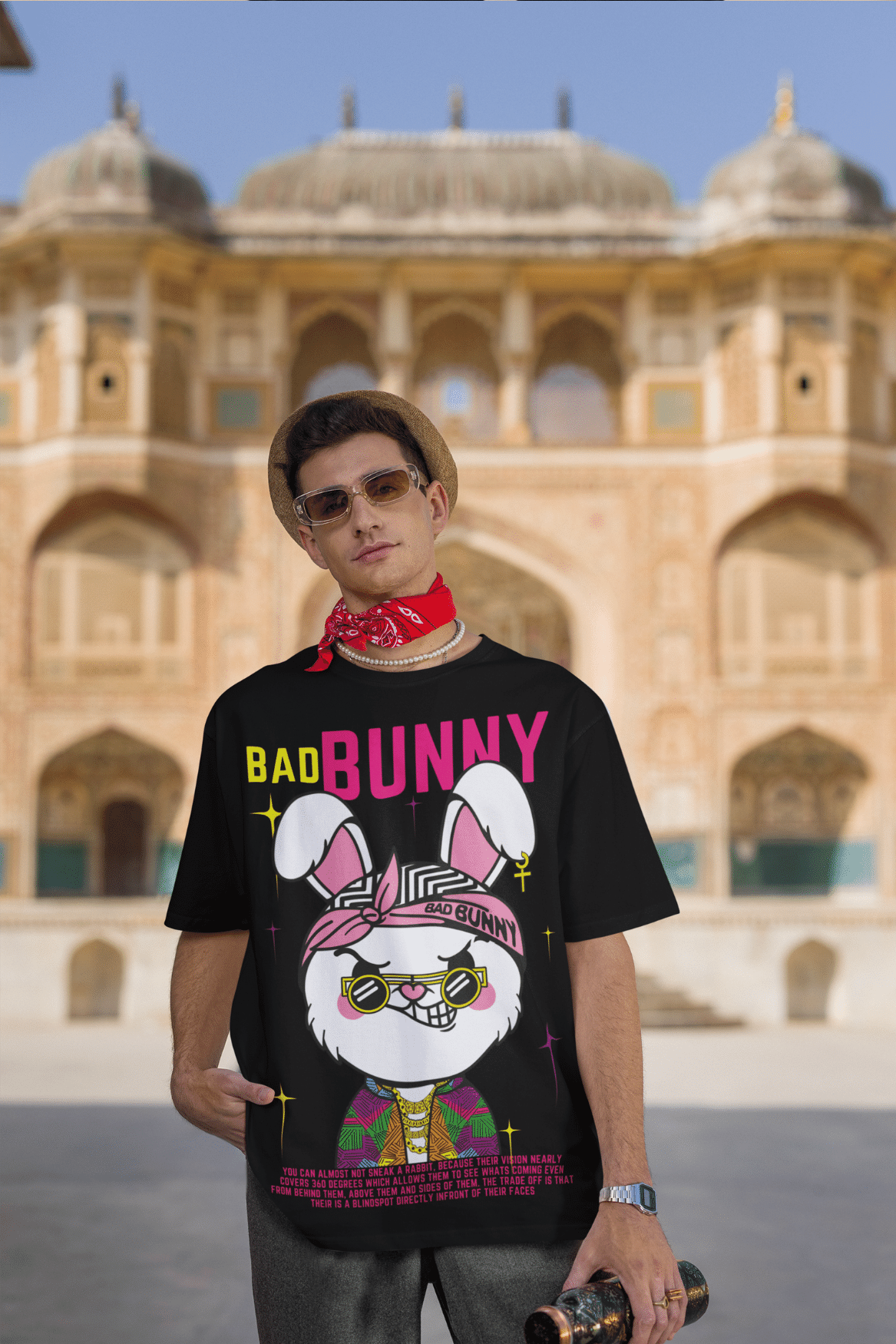 Men's Oversized T-shirt in Black - Bad Bunny