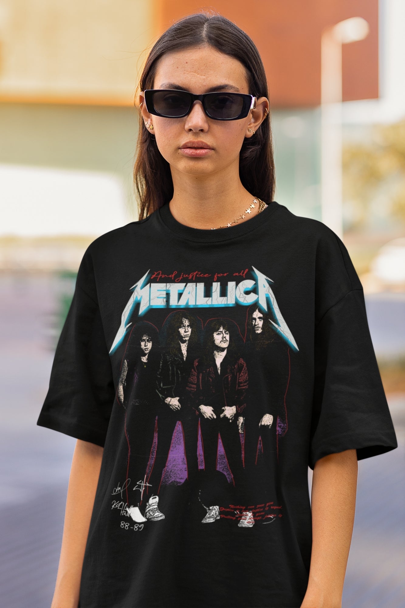 Black Oversized Tshirt for Women - Metallica