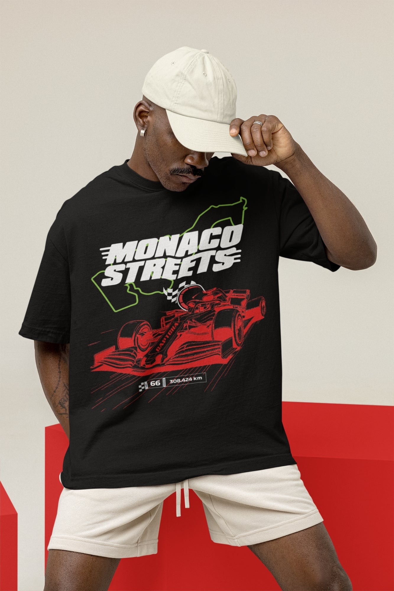 Car Race Gaming Oversized Tshirt in Black