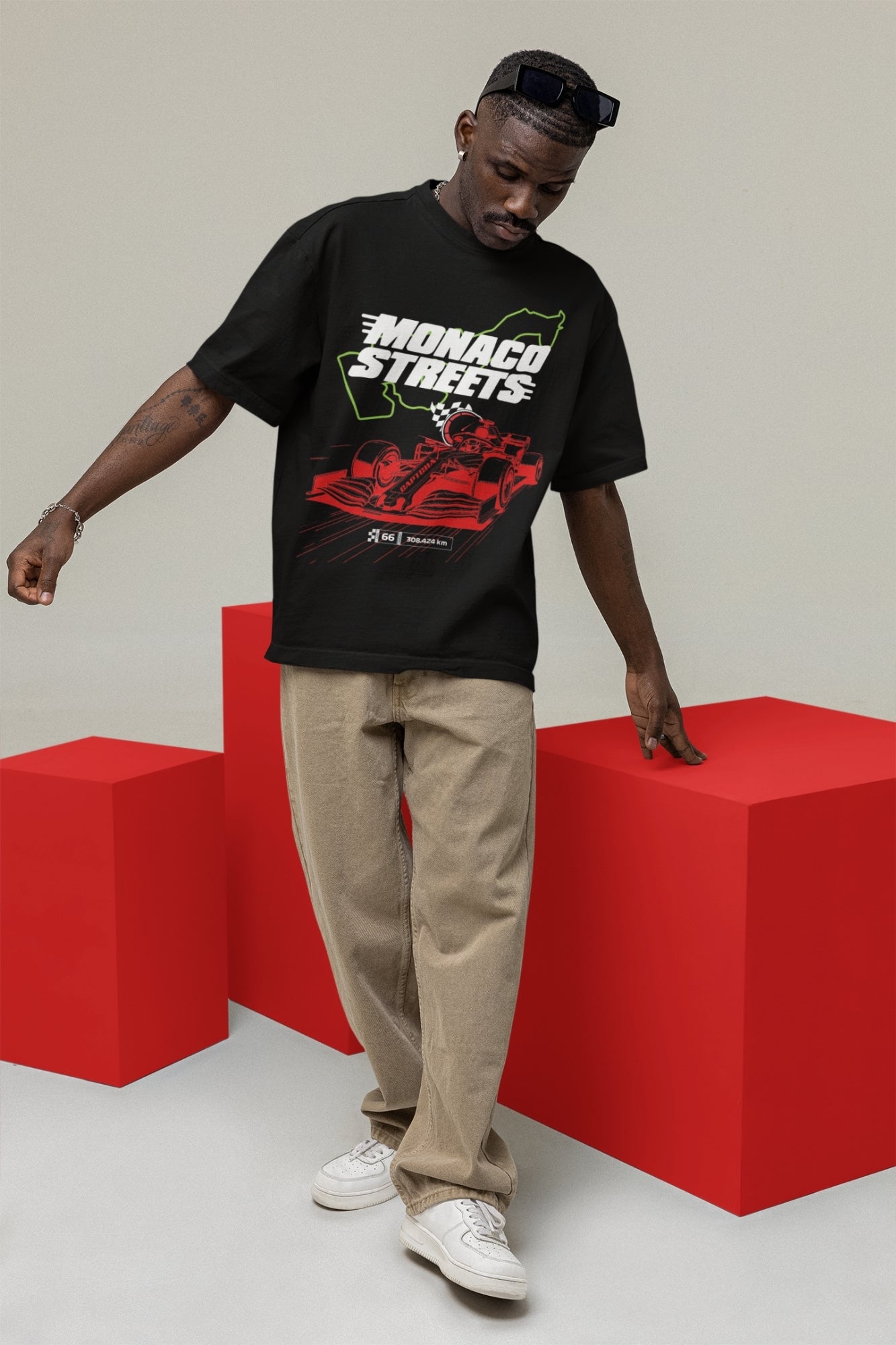 Formula Car Oversized Tshirt in Black color