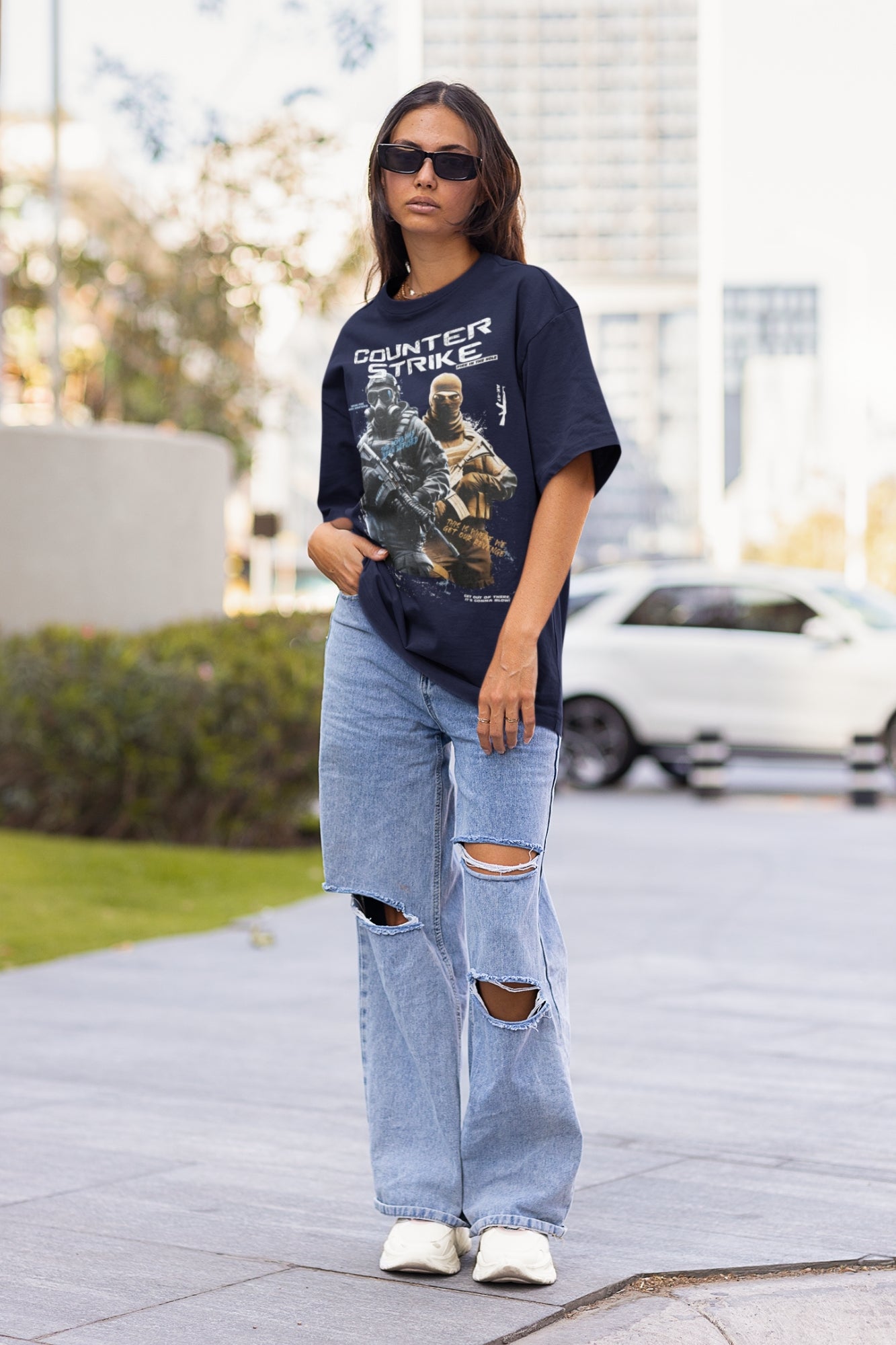Gaming Oversized Tshirt in Navy Blue color