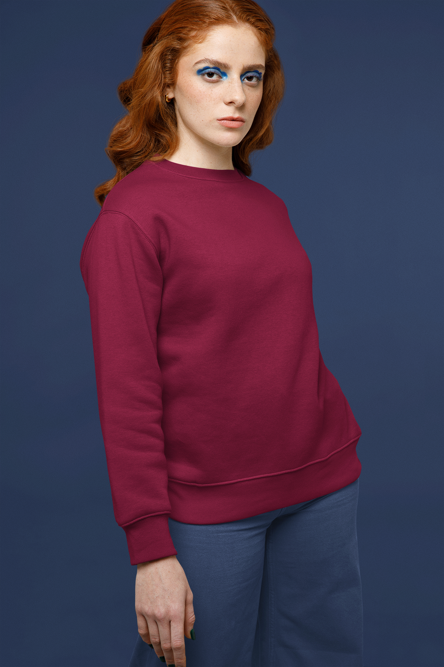 Women's Sweatshirt in Solid Maroon