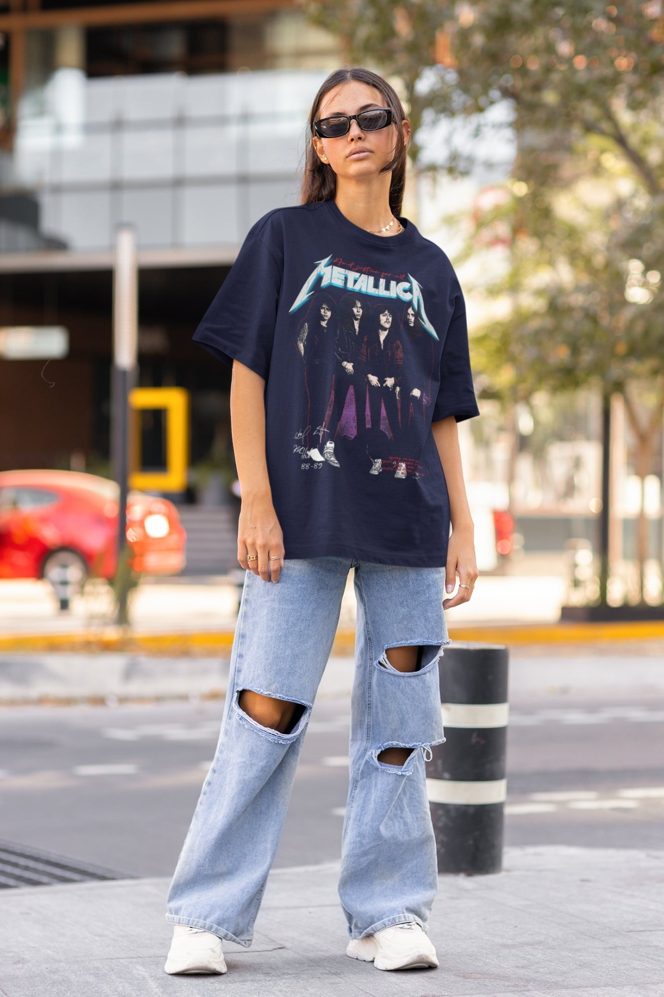 Metallica Oversized Tshirt in Navy Blue color