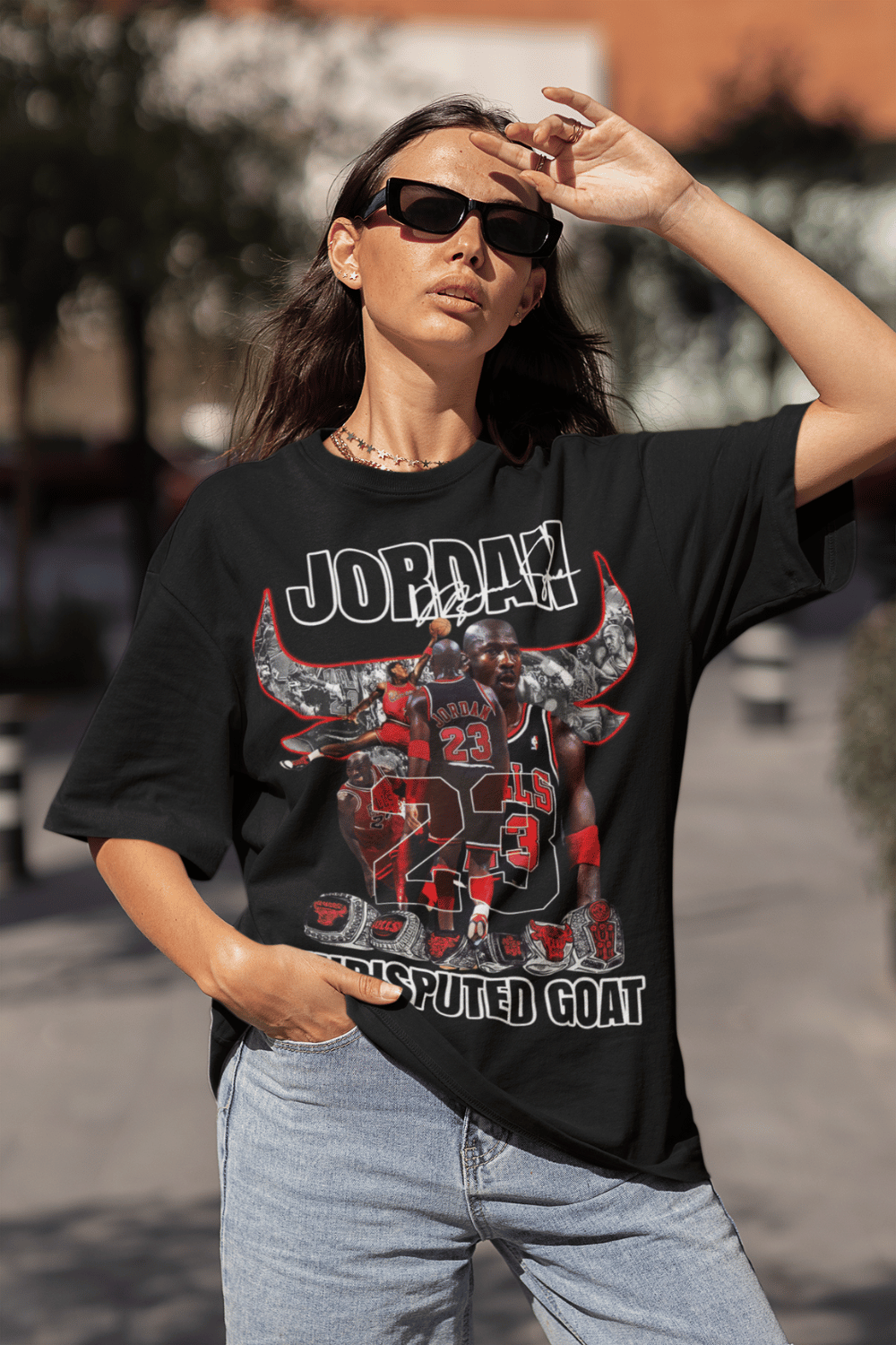 Michael Jordan in Black Oversized T-shirt
