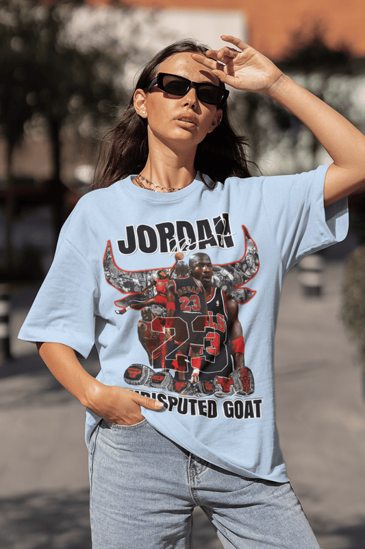 Michael Jordan in Light Blue Oversized T-shirt