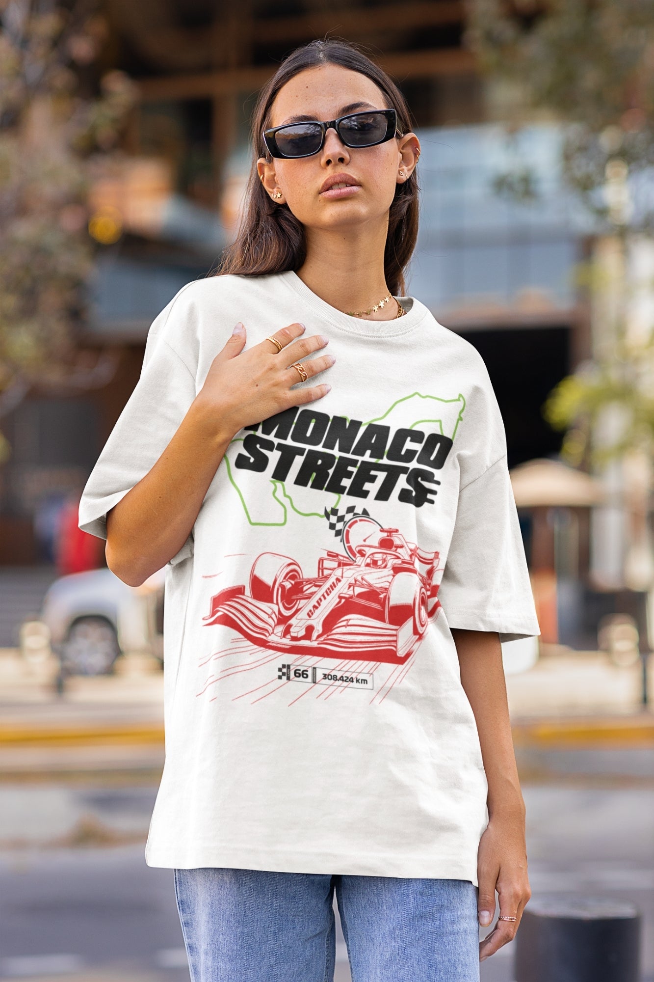 Monaco Streets Racing White Tshirt