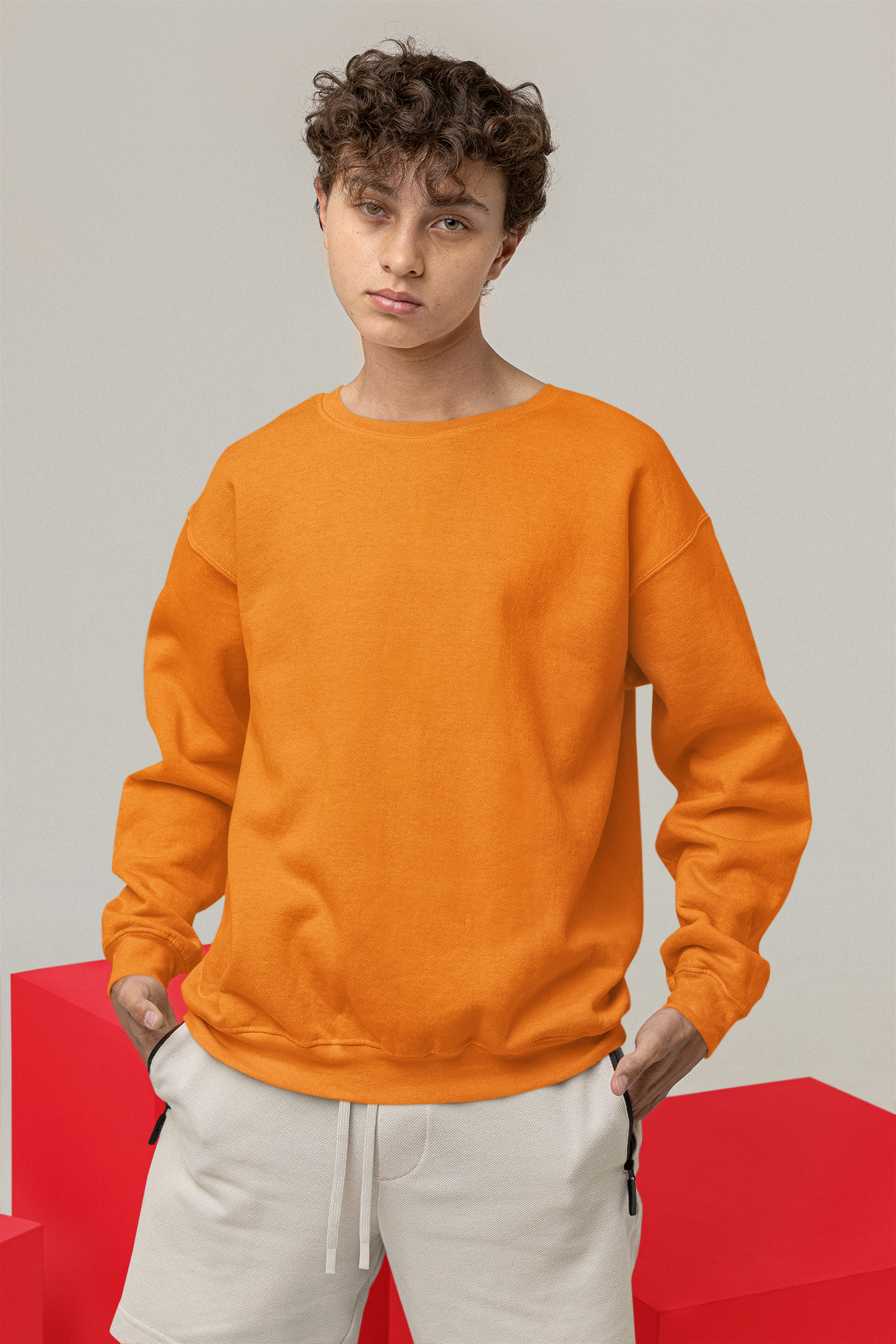 Men's Sweatshirt in Solid Mustard Yellow