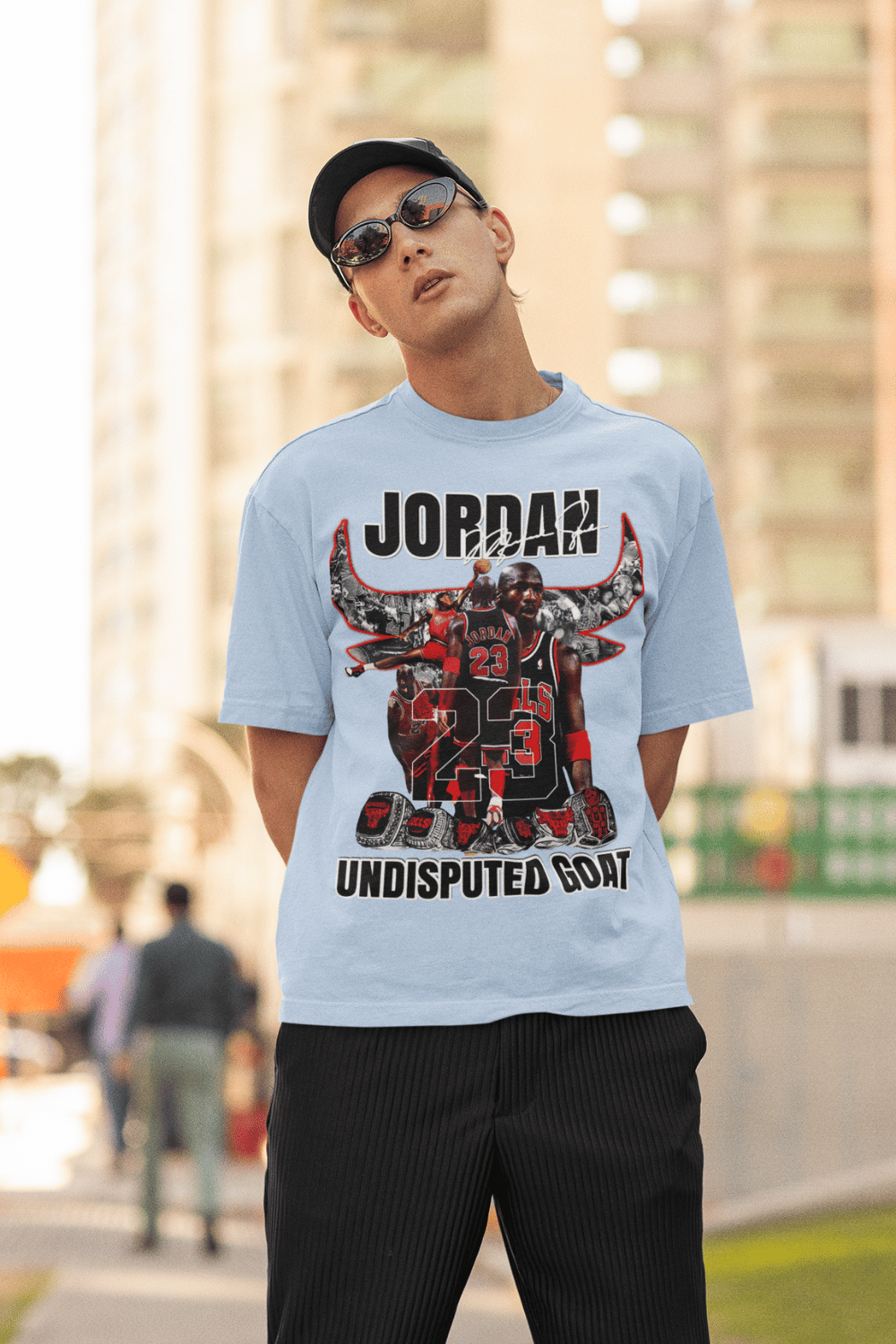 Men's Oversized T-shirt in Baby Blue Michael Jordan