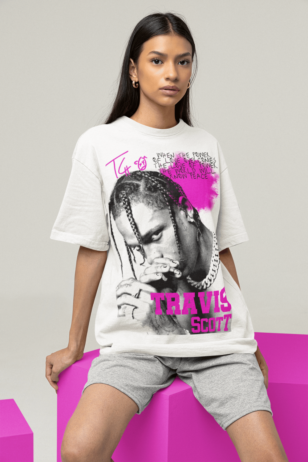 Oversized Tshirt Travis Scott in White color