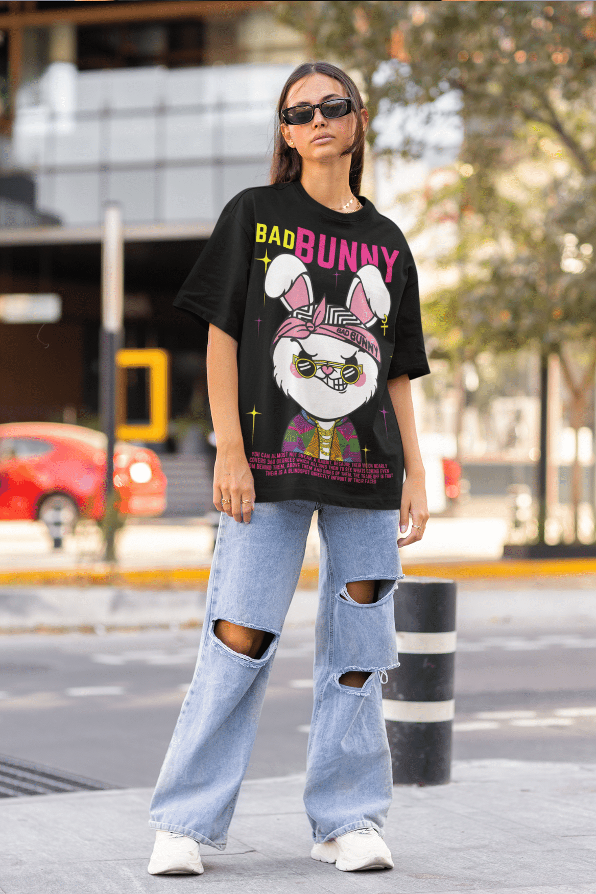 Women's Oversized T-shirt in Black - Bad Bunny