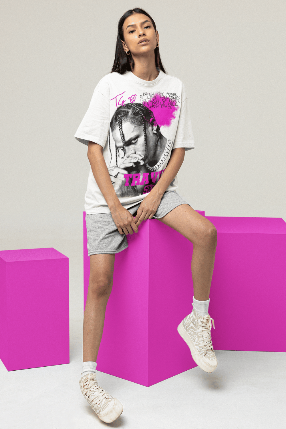 Travis Scott White Oversized Tee