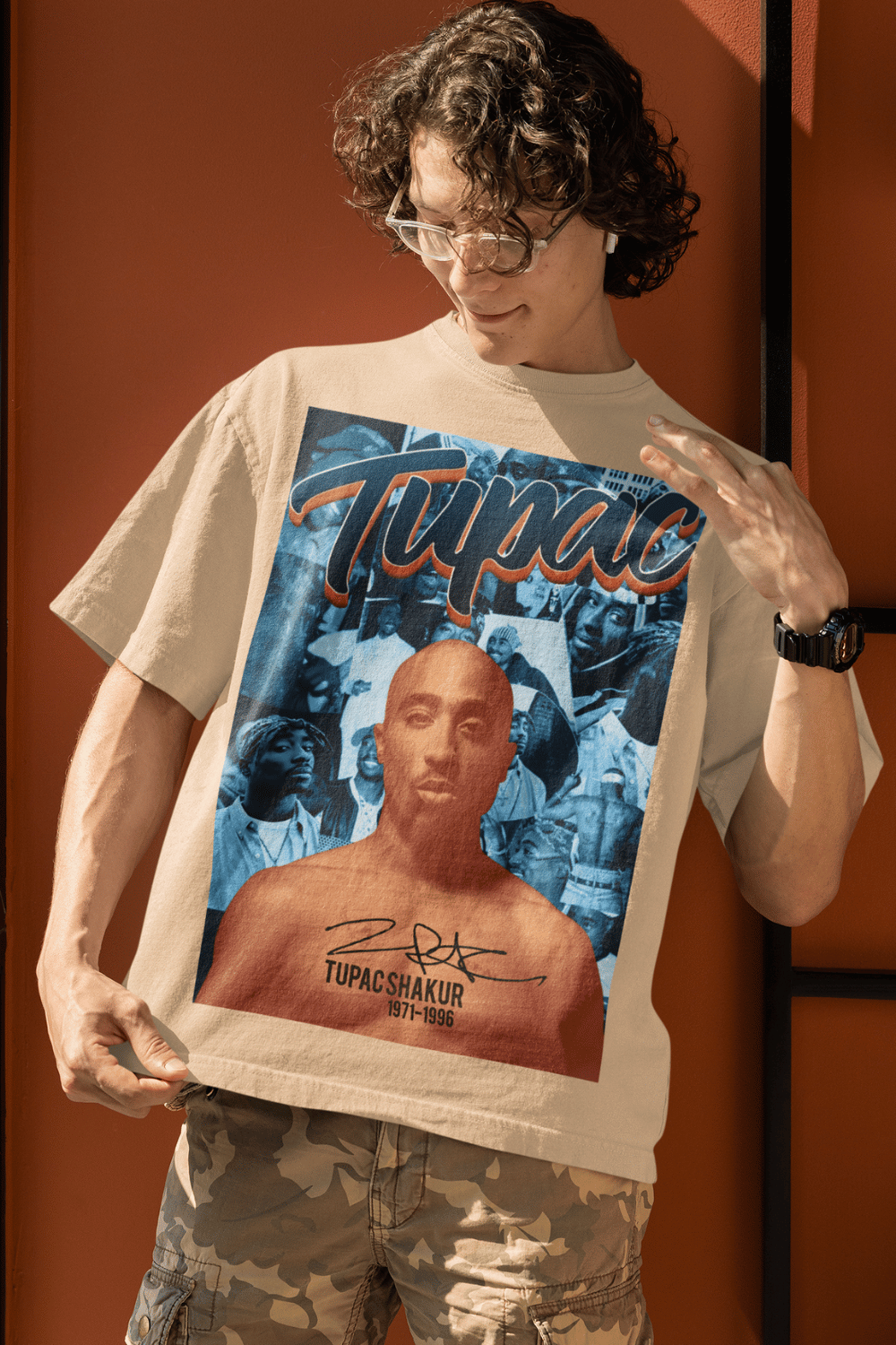 Tupac Oversized Tshirt in Beige color