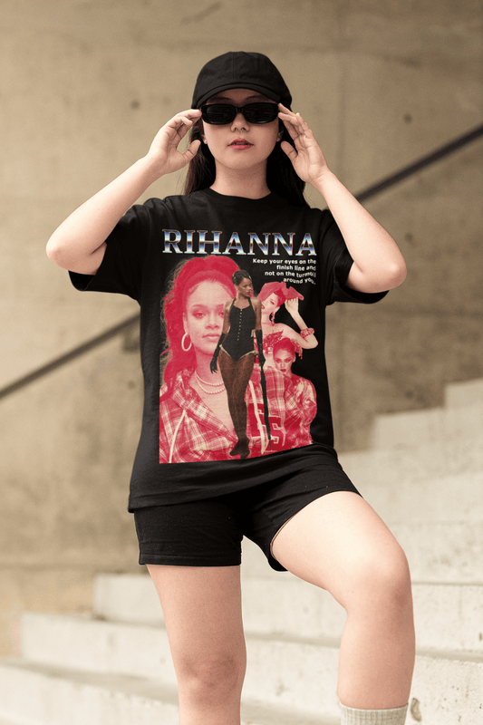 Unisex Oversized Black Tee Rihanna Theme